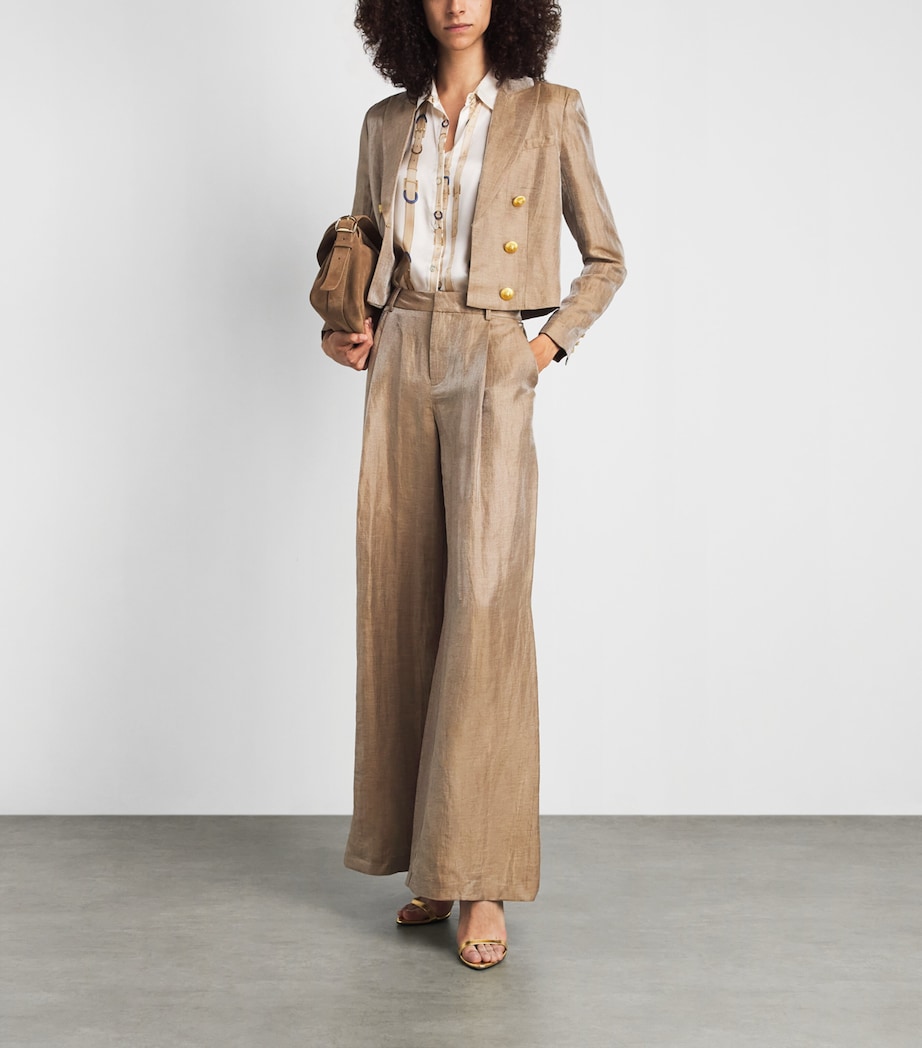 L'Agence Womens Linen-Blend Allanah Trousers Ltgd Latte/gold Image 2