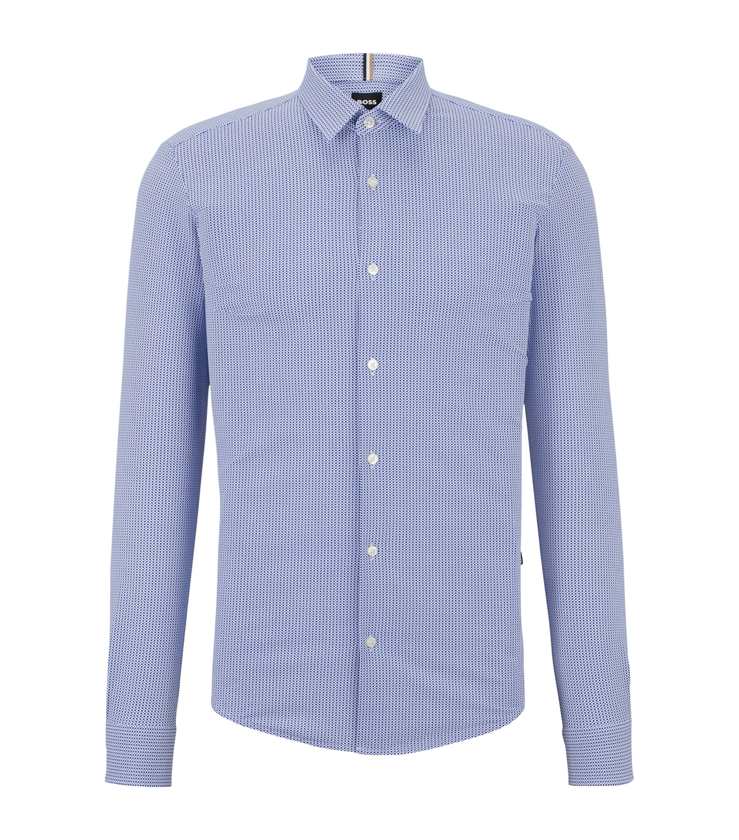 Hugo Boss Performance-stretch Jersey Printed Shirt In Blue