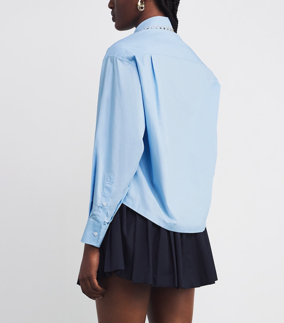 Cotton Rhinestone Shirt SKY BLUE Image 4