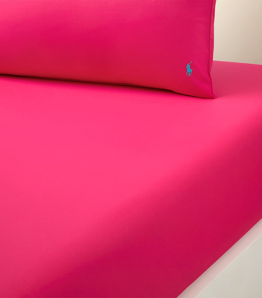 Ralph Lauren Home Cotton Polo Player Fitted Sheet (180cm x 200cm) Pinksky Image 2