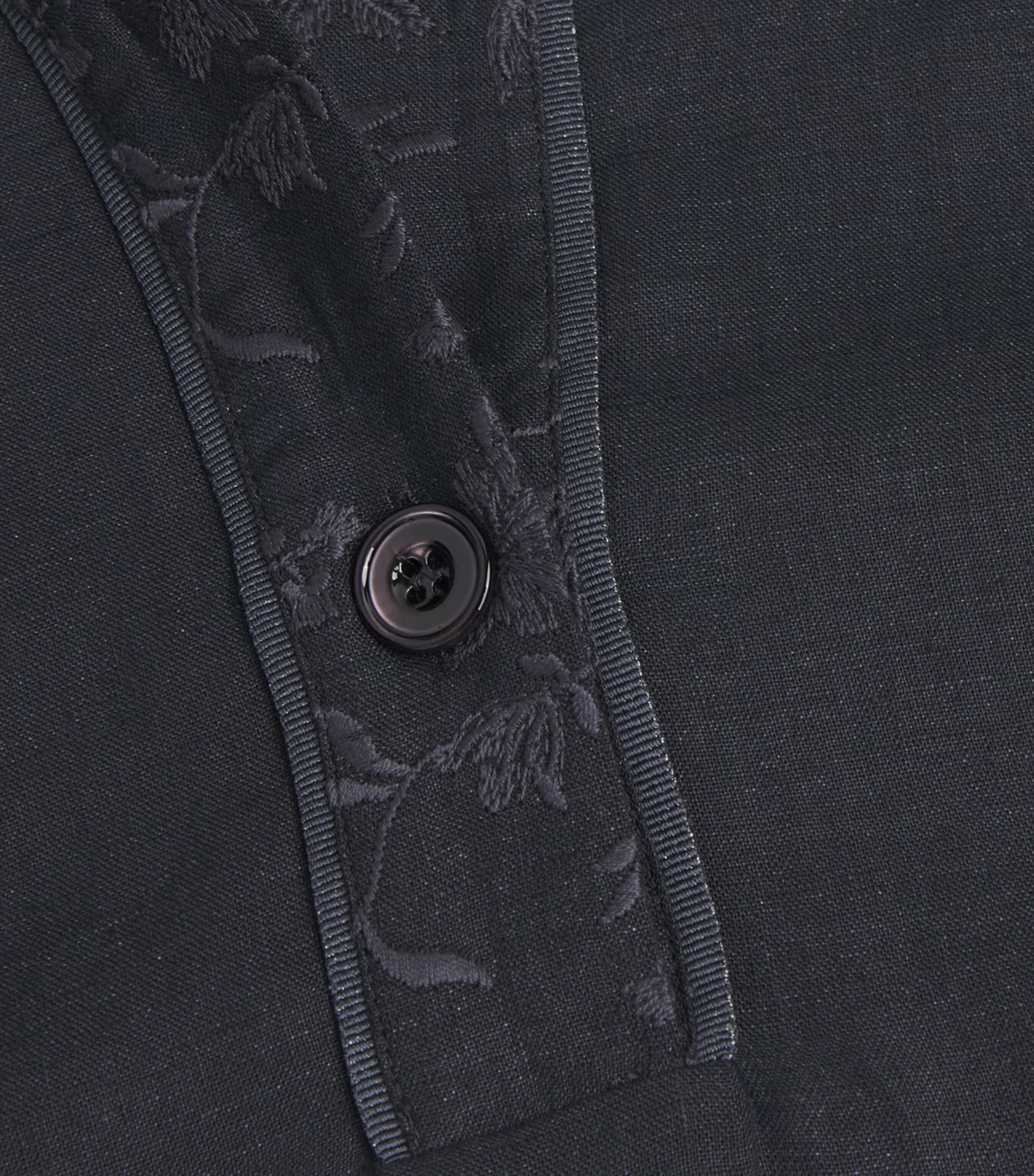 Eleventy Womens x Harrods Linen Embroidered Collared Shirt Nero Image 5