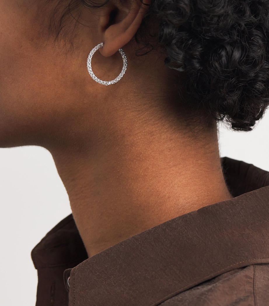 White Gold and Diamond Hoop Earrings (2.00ctw) WHITE GOLD Image 2