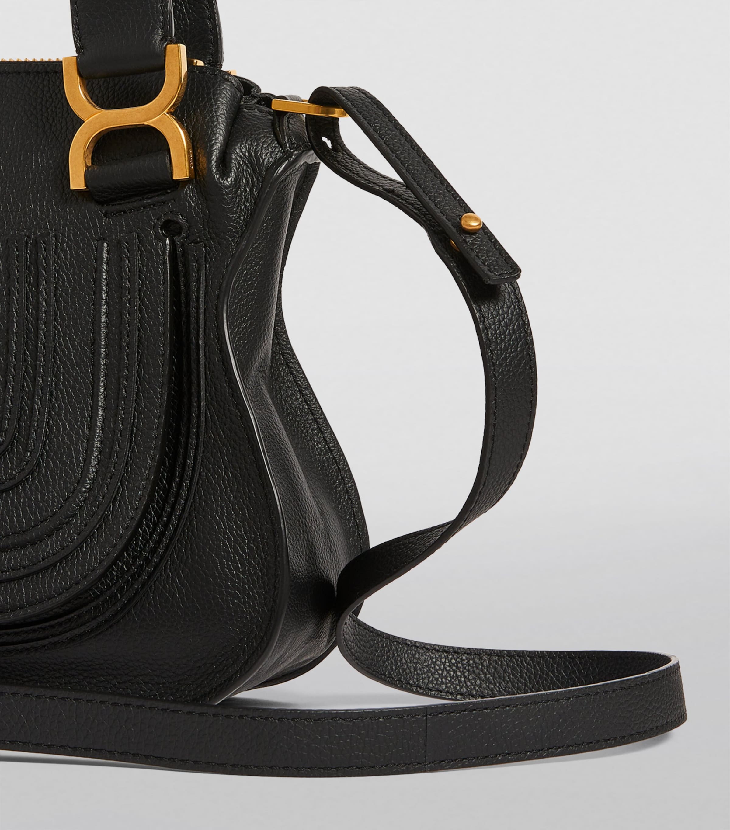 Small Leather Marcie Top-Handle Bag  BLACK Image 6