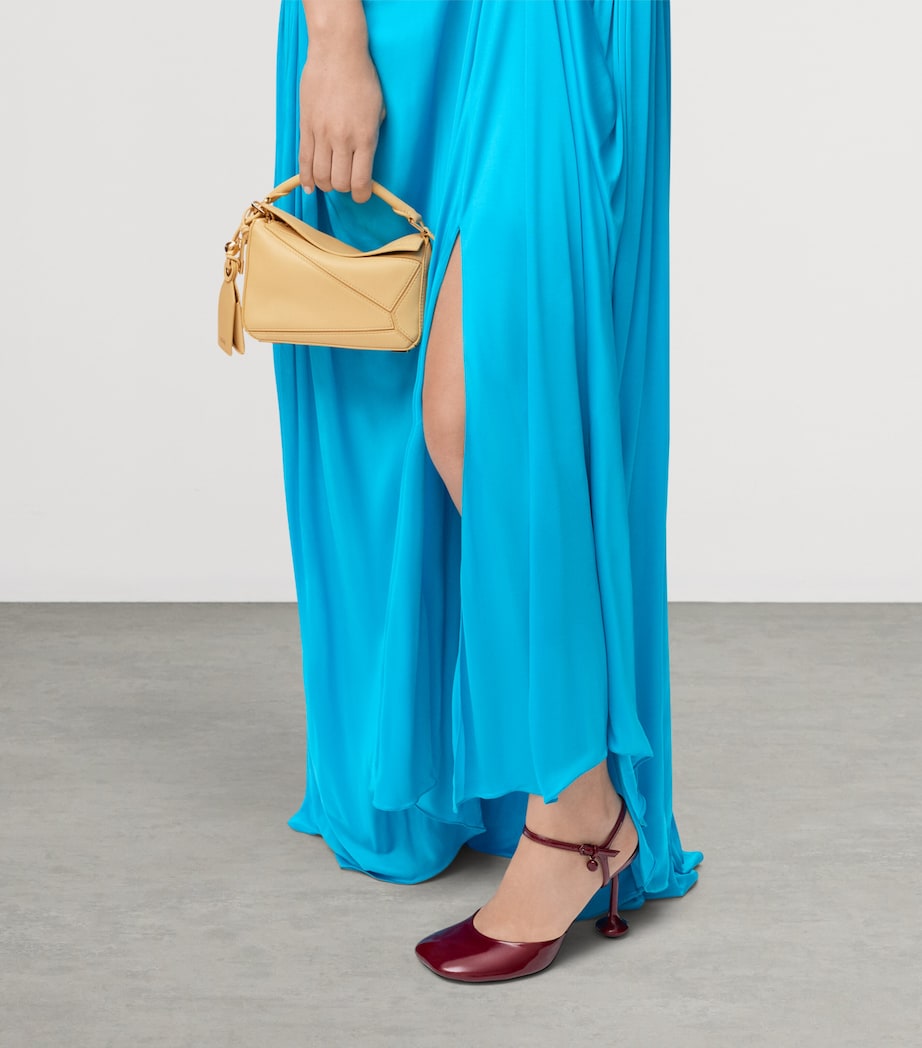 LOEWE Mini Leather Featherlight Puzzle Top-Handle Bag Dark Butter Image 14