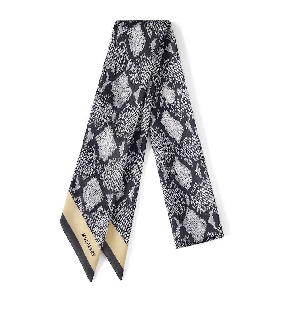 Mulberry Snake Print Skinny Scarf Light Grey Butter Image 1