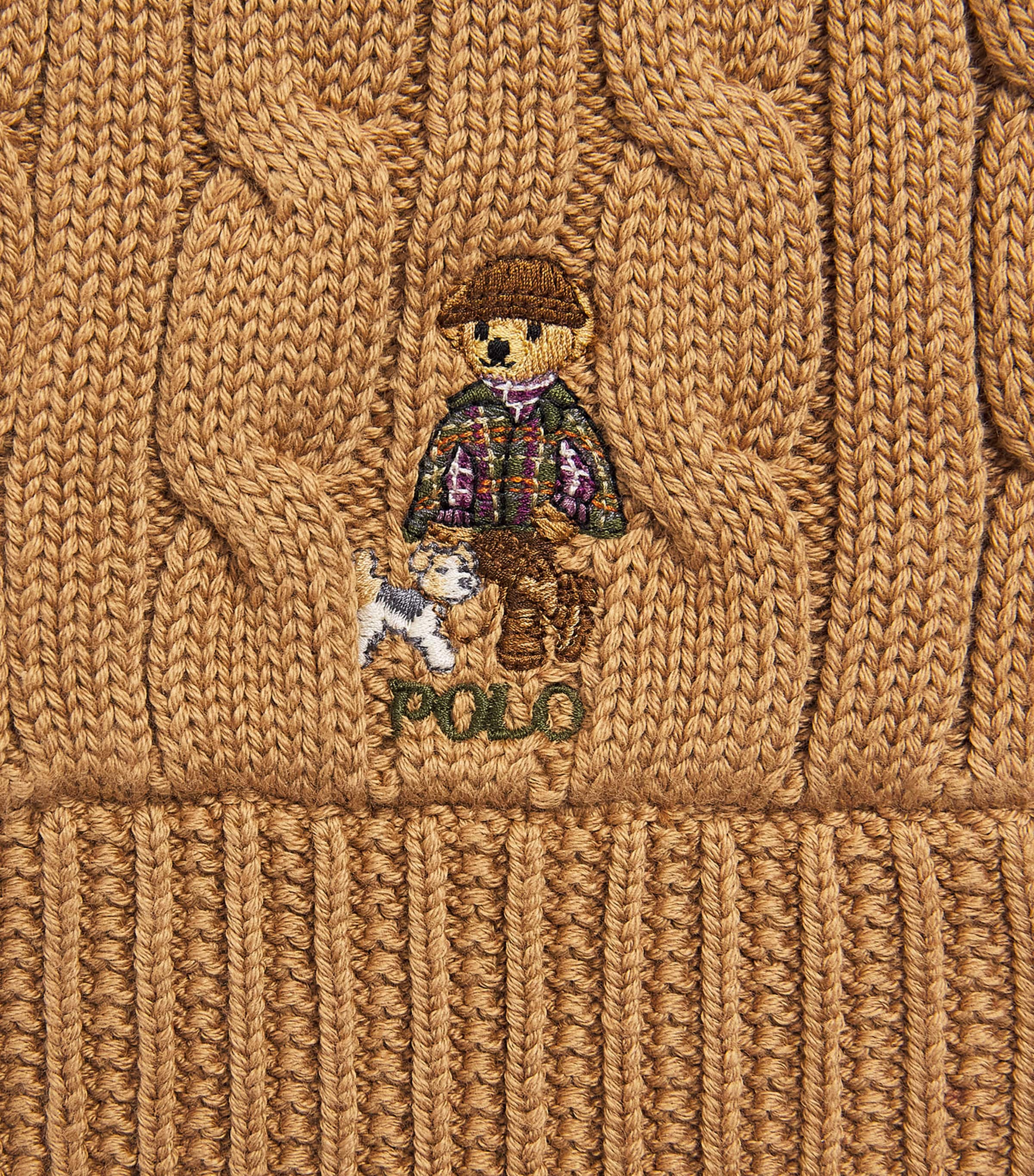 Ralph Lauren Kids Cable-Knit Polo Bear Scarf Berkshire Tan Image 2