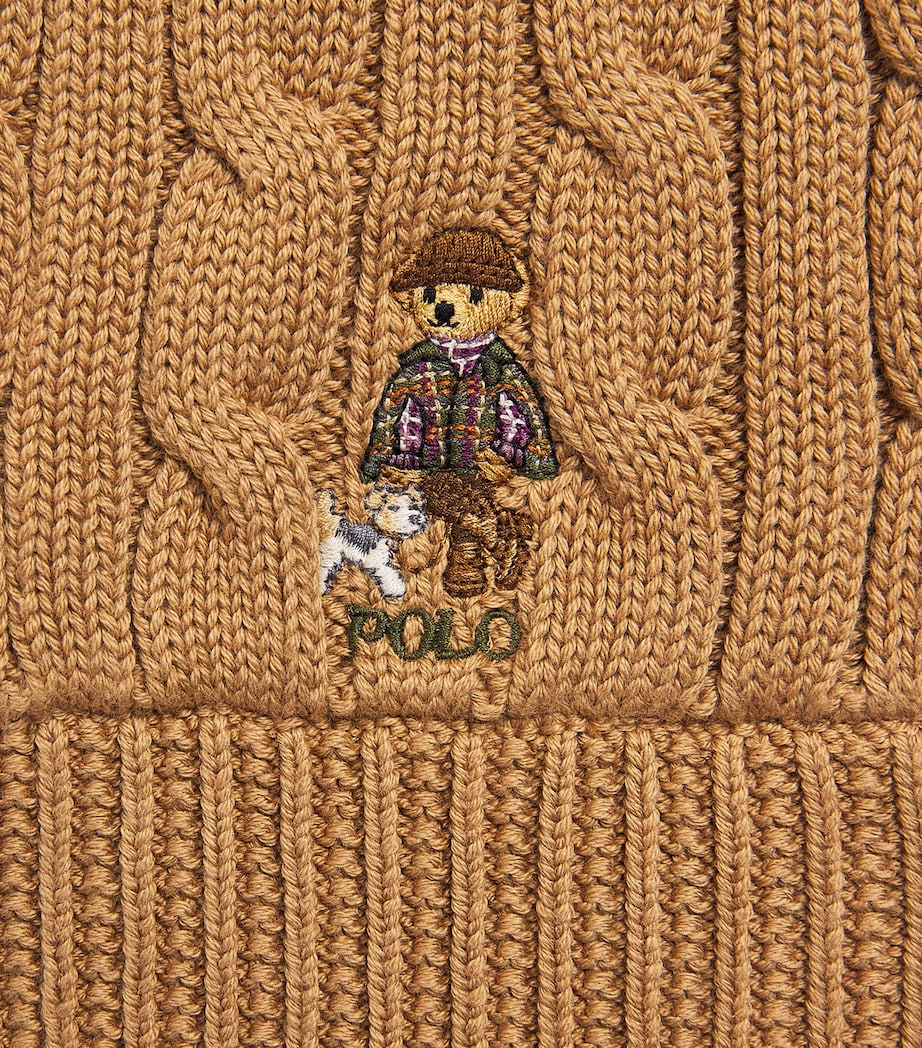 Ralph Lauren Kids Cable-Knit Polo Bear Scarf Berkshire Tan Image 2