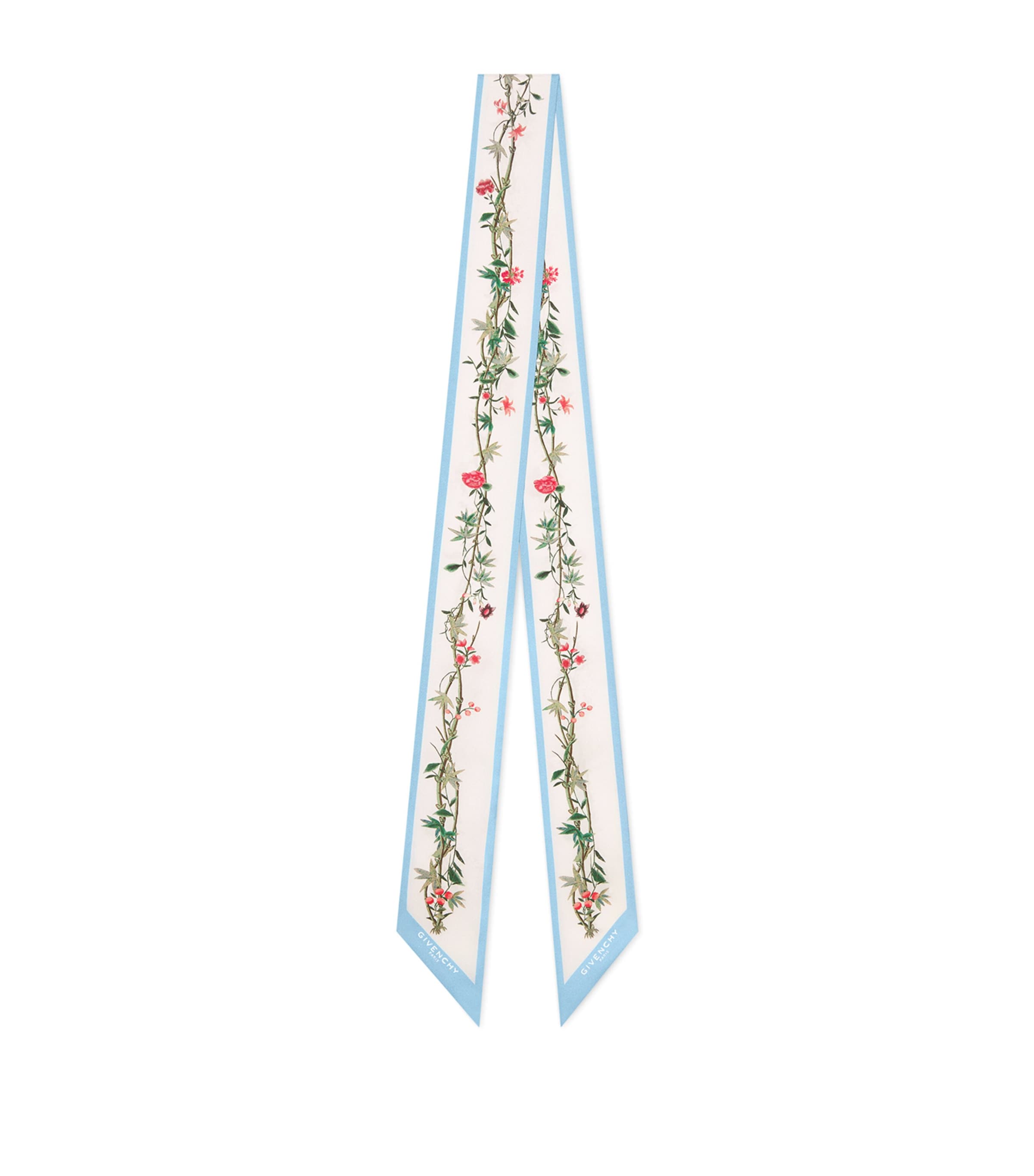 Silk Flower Print Scarf BABY BLUE/WHITE Image 1