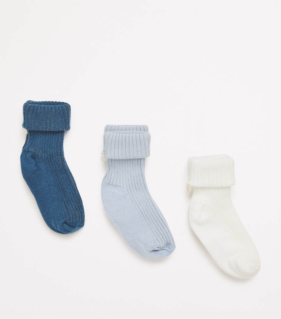 Set of 3 Cotton-Blend Knitted Socks (13-18 months) BLEU C�LESTE Image 2