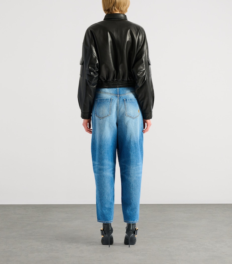 Balmain Womens Lambskin Bomber Jacket Noir Image 7