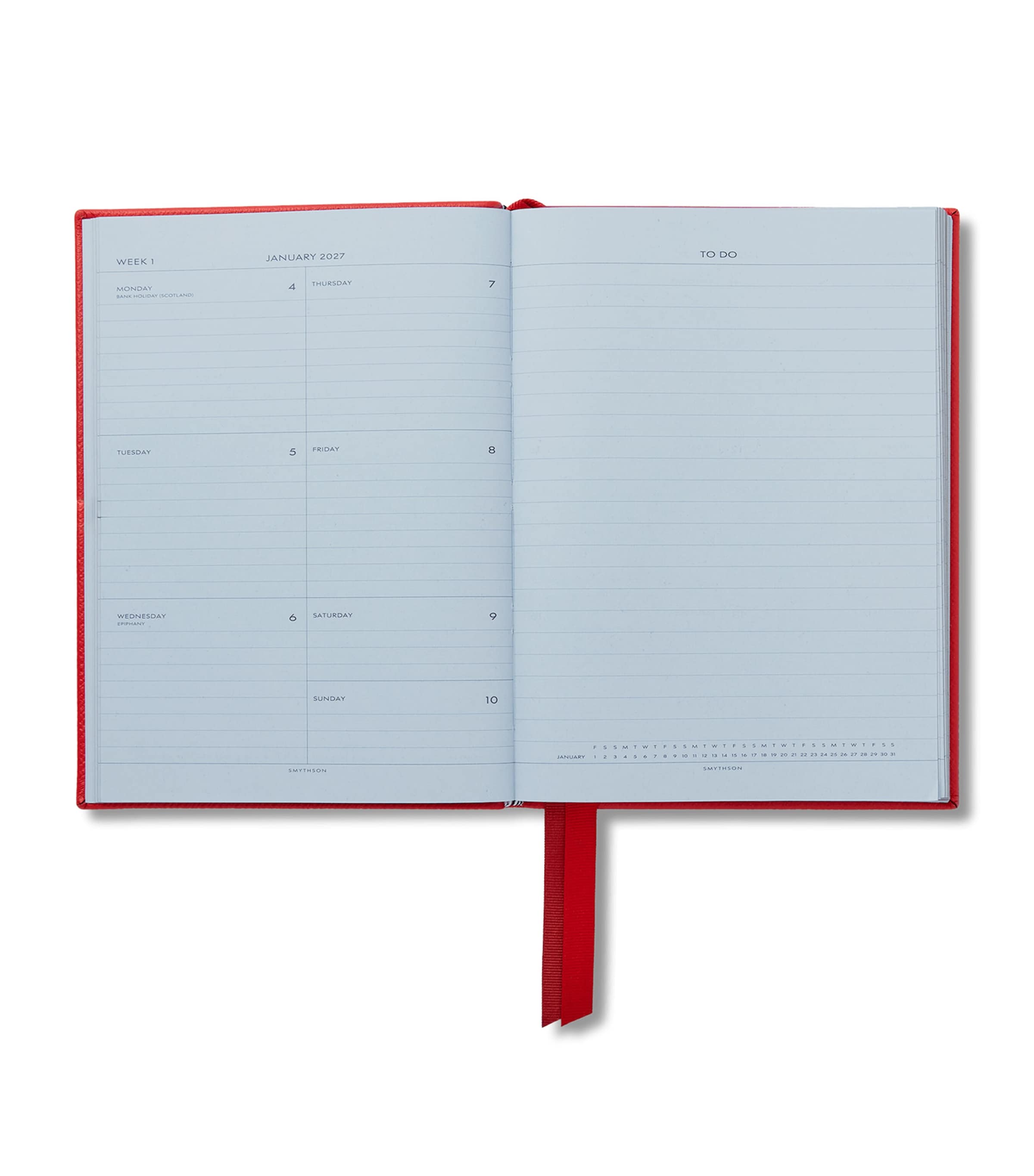 Smythson Leather Soho Weekly Diary 2027 Scarlet Red Image 2