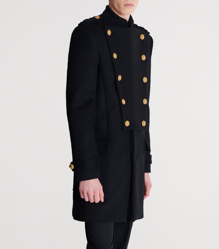 Wool-Cashmere Military Coat 0PA NOIR Image 2
