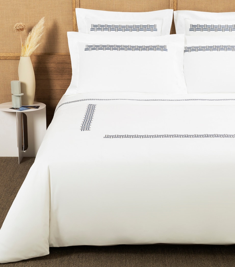 Basket Weave Queen Duvet Cover (240cm x 220cm) 8E23 - STEEL BLUE/GR Image 1