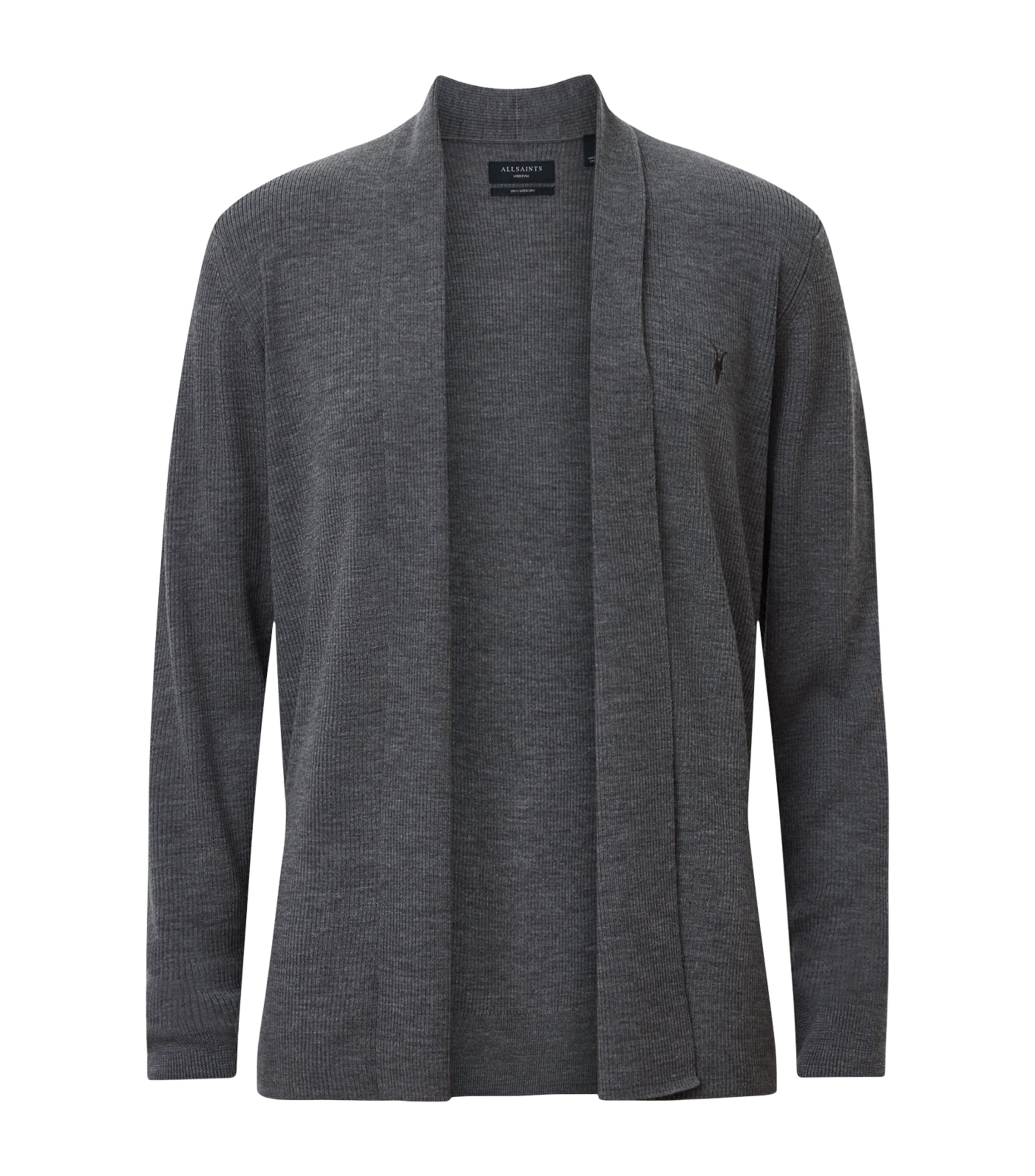 AllSaints Grey Merino Wool Mode Cardigan | Harrods US