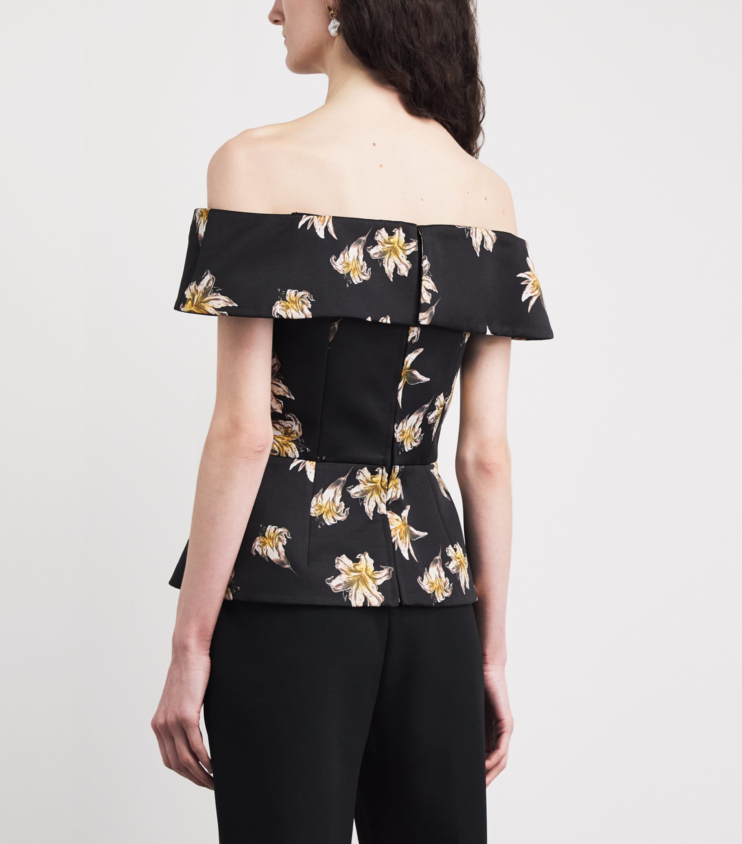 Emilia Wickstead Womens Taffeda Off-The-Shoulder Souline Top Fest Lil Blk&yel Image 5