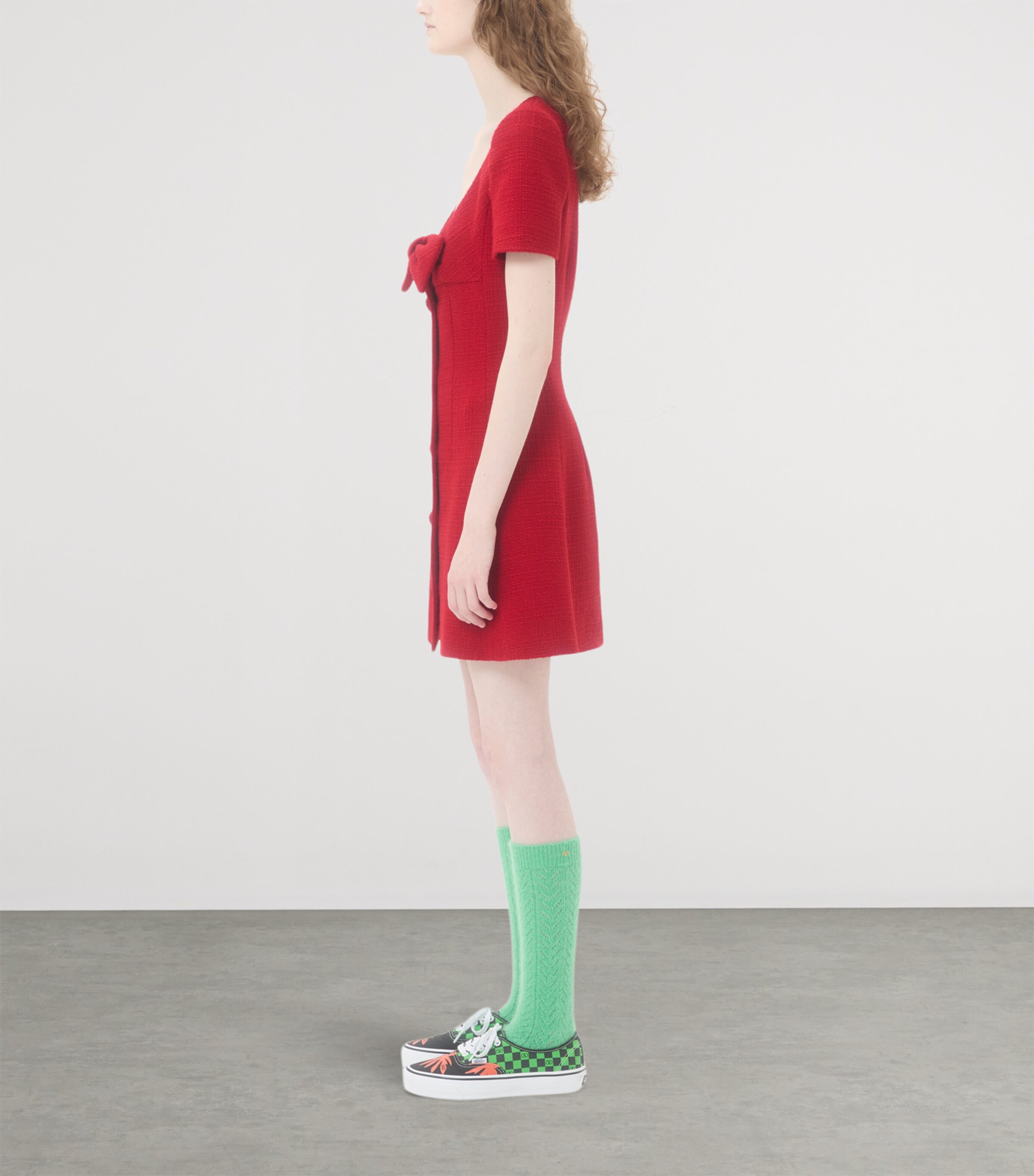 Virgin Wool Bow-Detail Mini Dress R9M Image 6