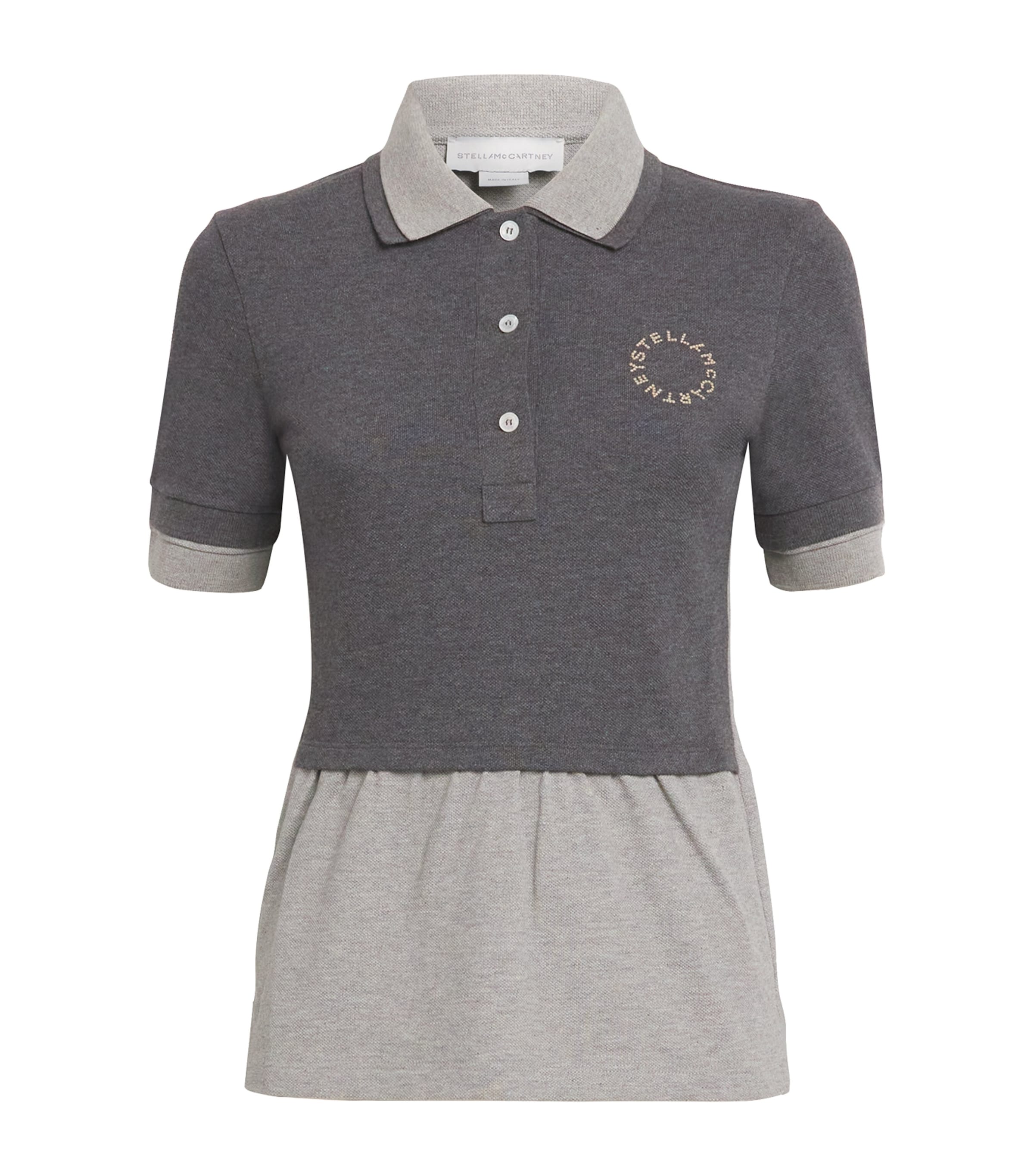 Stella Mccartney Cotton Layered Polo Shirt In Gray