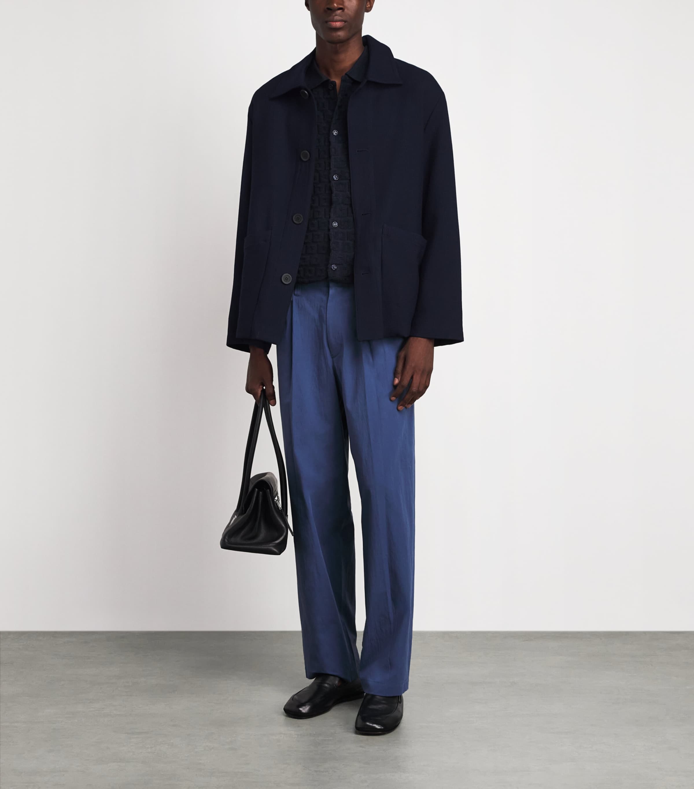 Sandro Paris Mens Wool Worker Overshirt Midnight Blue Image 2