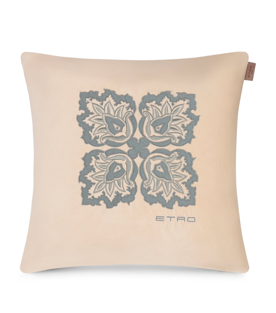 Velvet Embroidered Loto Cushion (45cm x 45cm) BEIGE Image 1