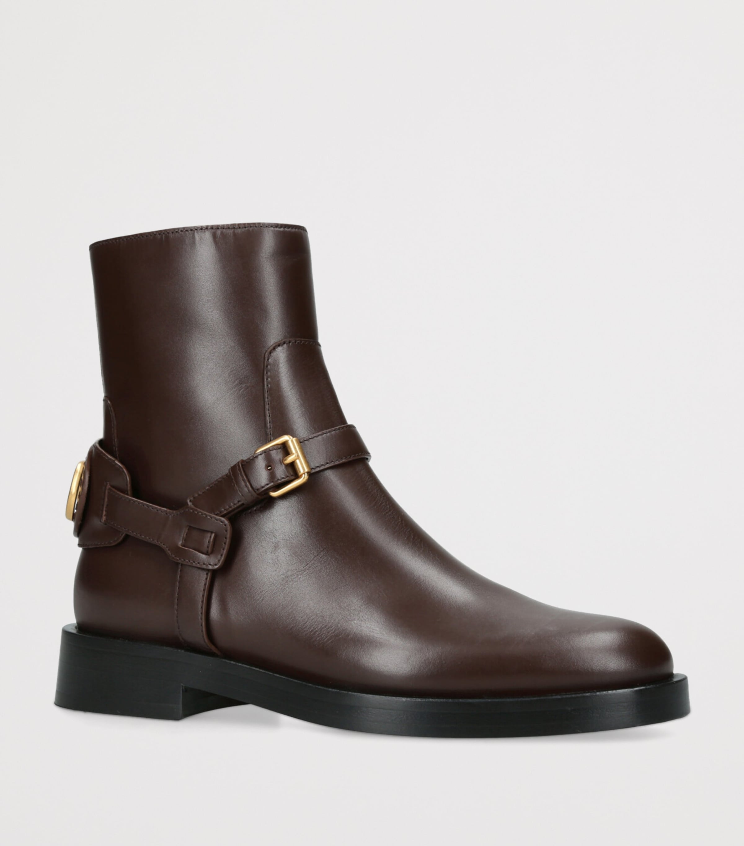 Leather Signature VLogo Ankle Boots 30 BROWN Image 3