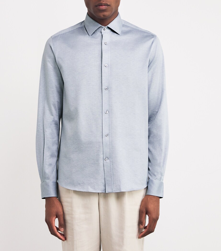 Agnona Mens Cotton-Silk Shirt Blue Image 3