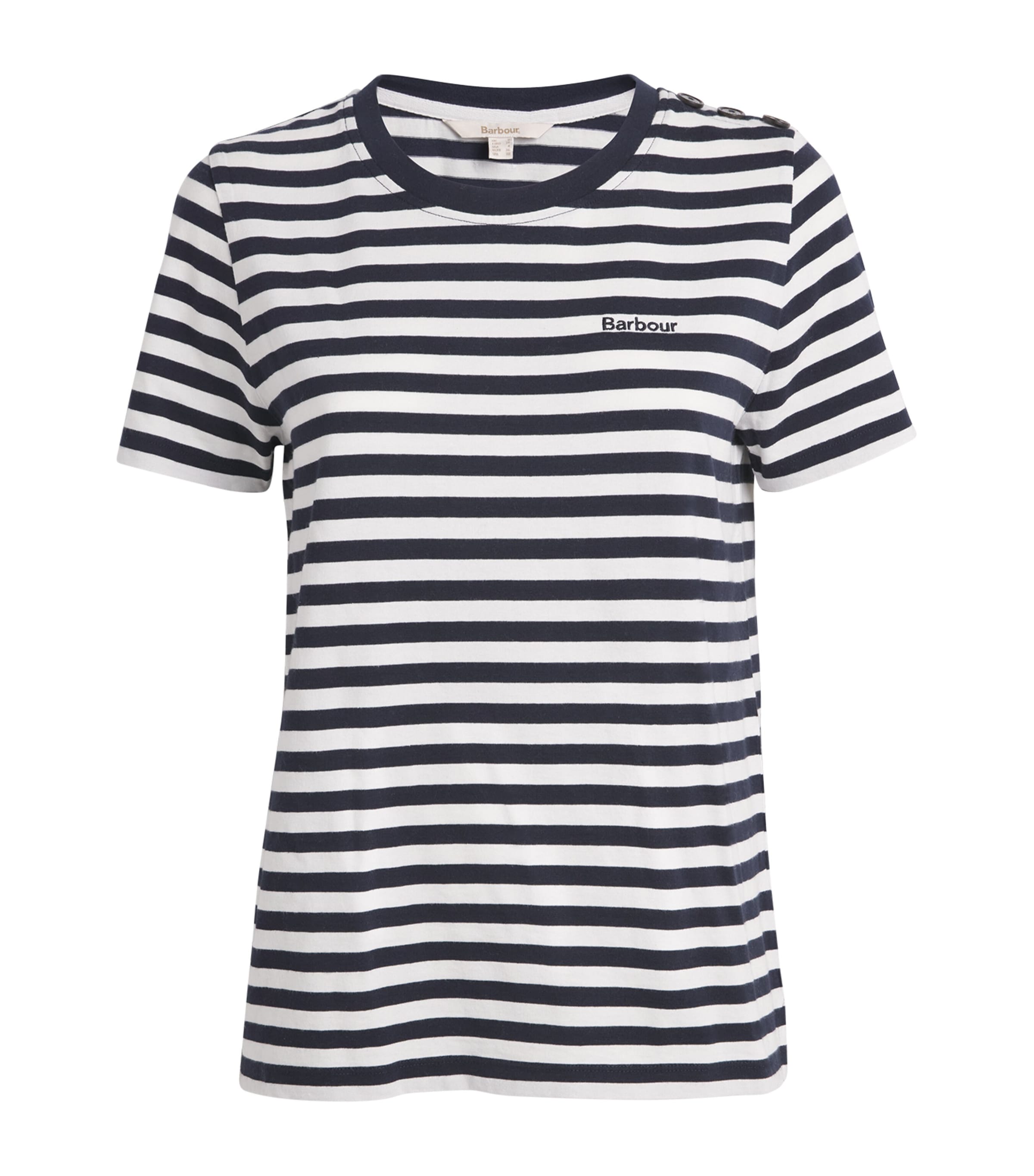 Cotton Stripe Ferryside T-Shirt NAVY Image 1