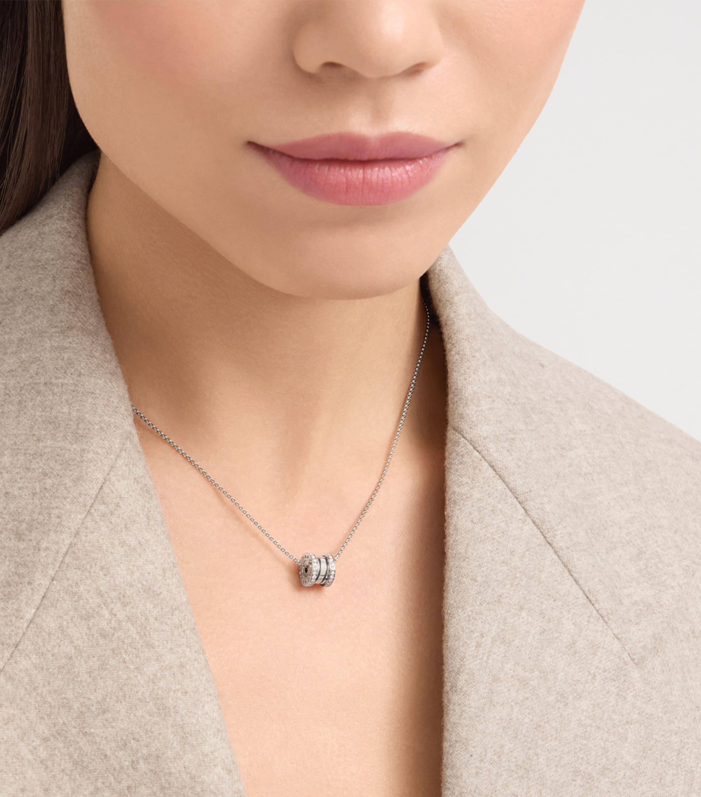 Bvlgari White Gold and Diamond B.zero1 Pendant Necklace White Gold Image 2