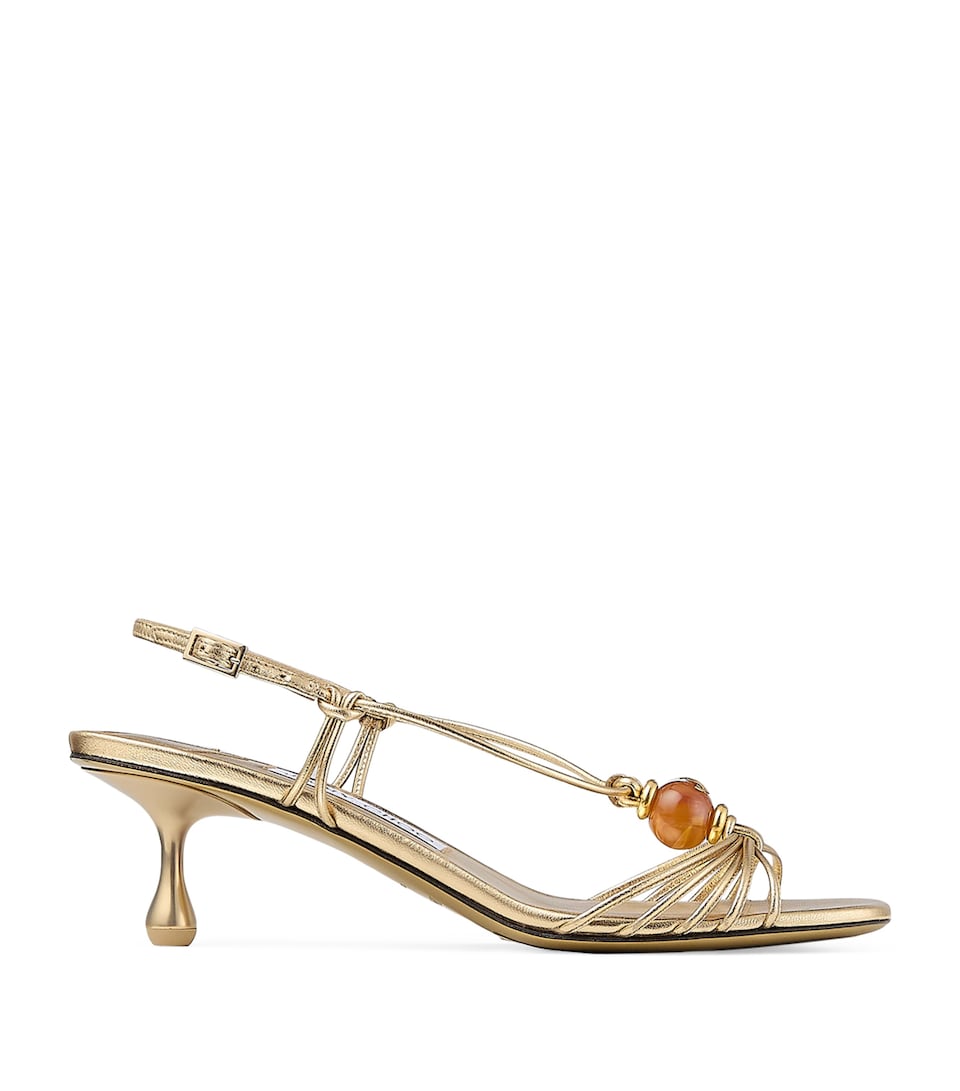 Jimmy Choo Lova 50 Metallic Leather Sandals Gold Mix