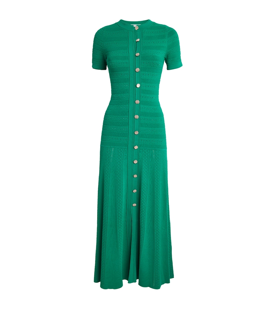 Sandro Paris Womens Knit Button-Down Midi Dress Emeuraude Green Image 1