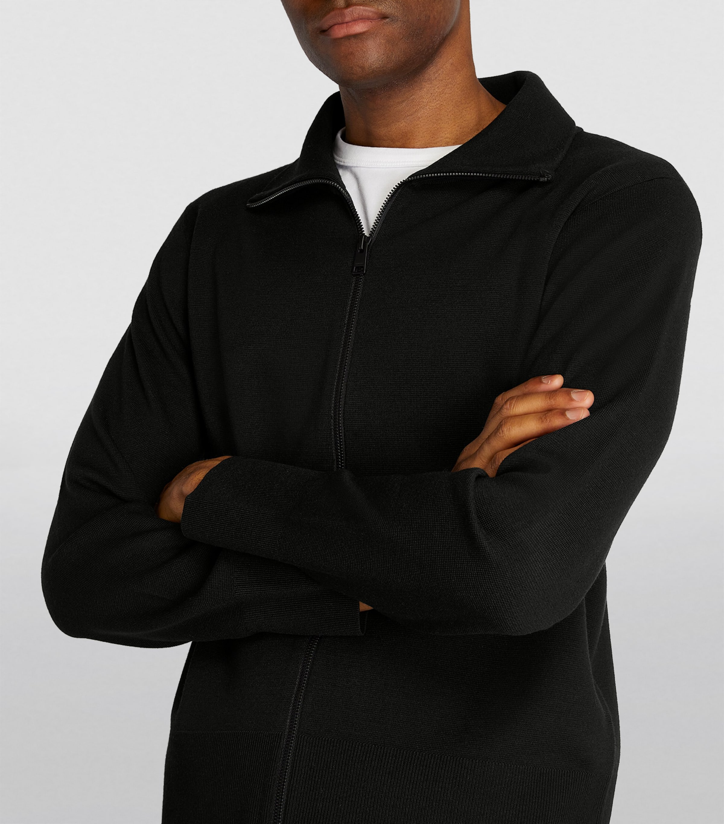 Wool Zip-Up Cardigan BLACK Image 6