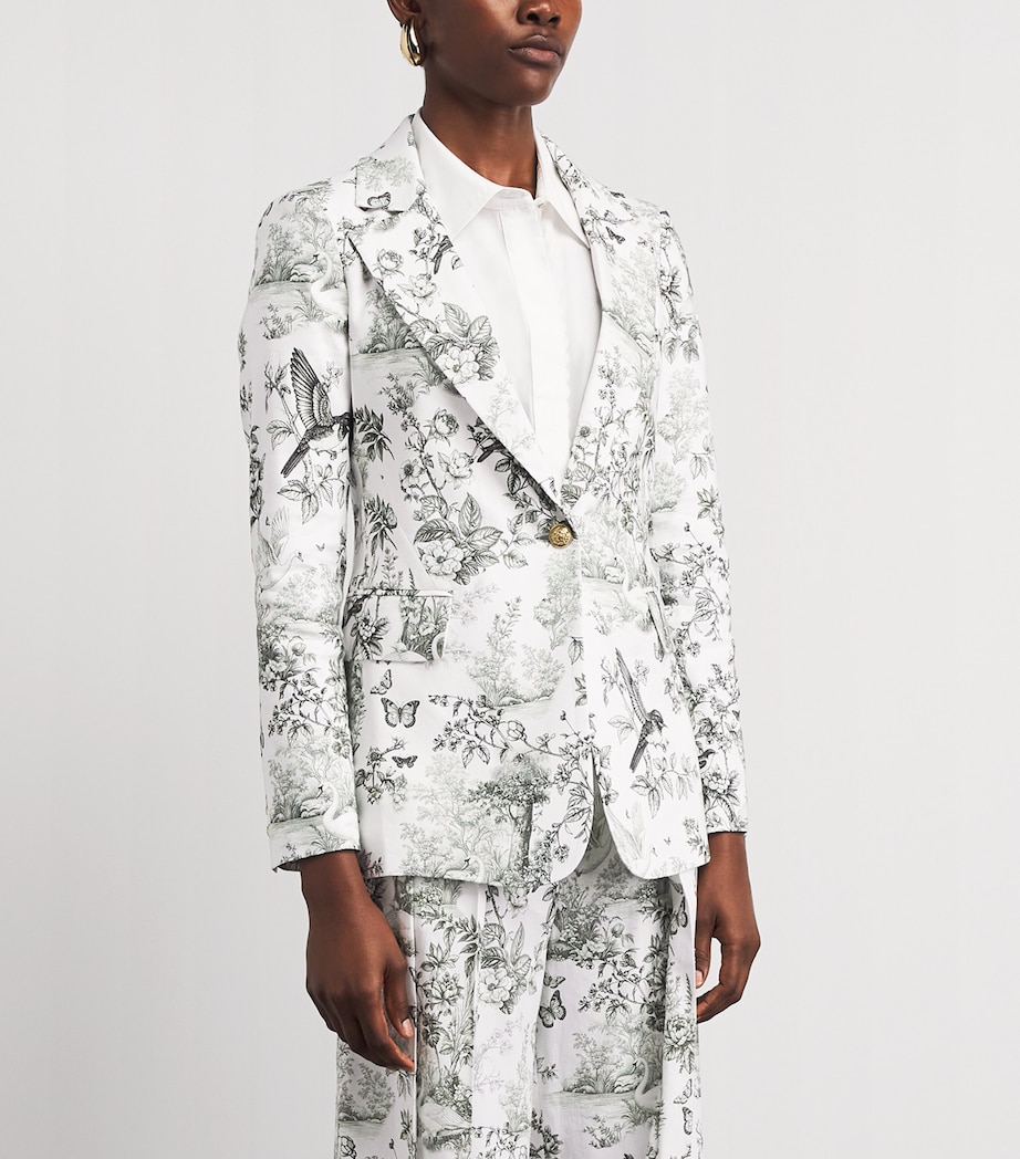 Alice+Olivia Womens Linen-Blend Printed Macey Blazer Daybreak Image 4