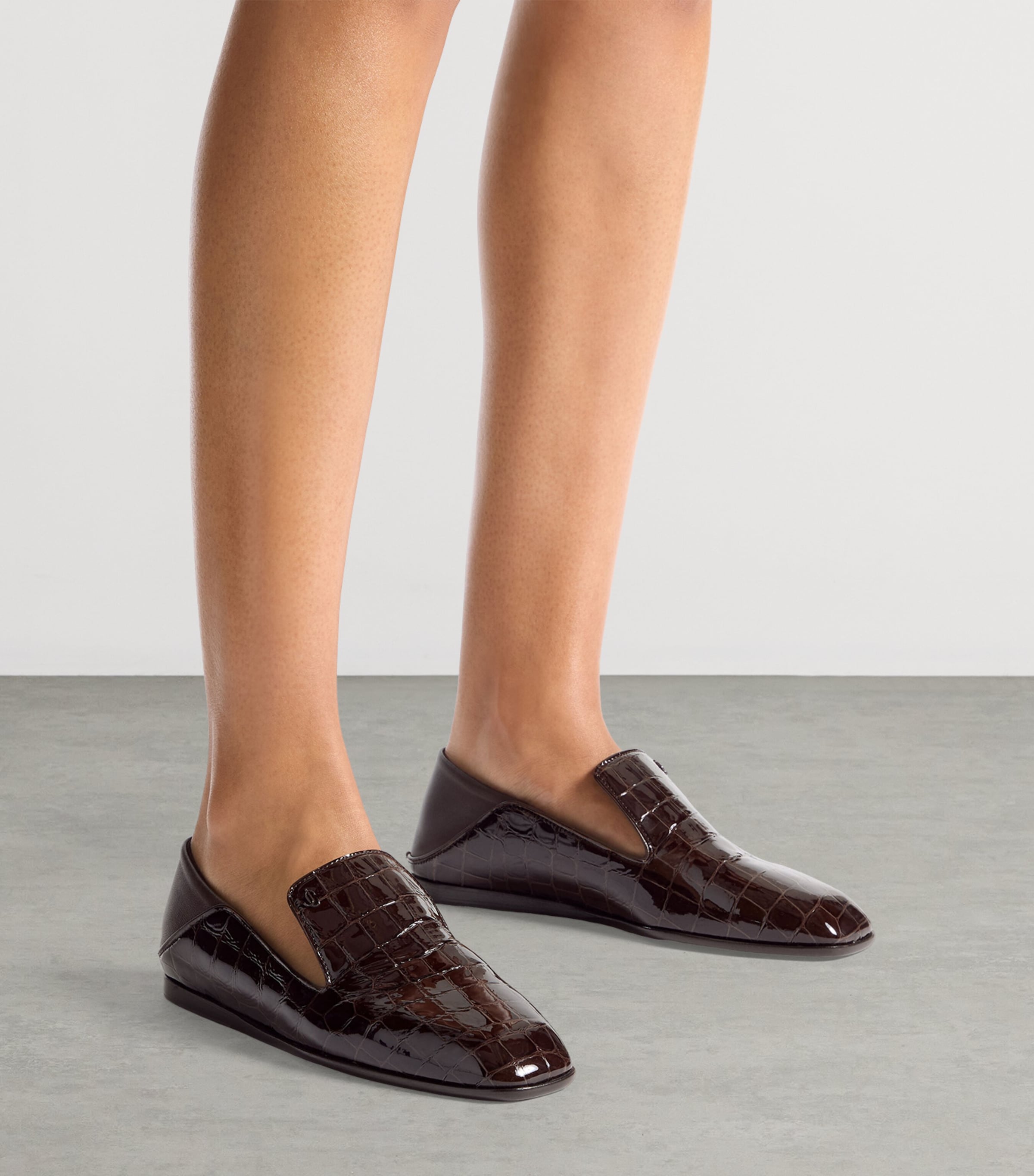 Eliot Leather Croc-Embossed Slippers SAMBUCO Image 2