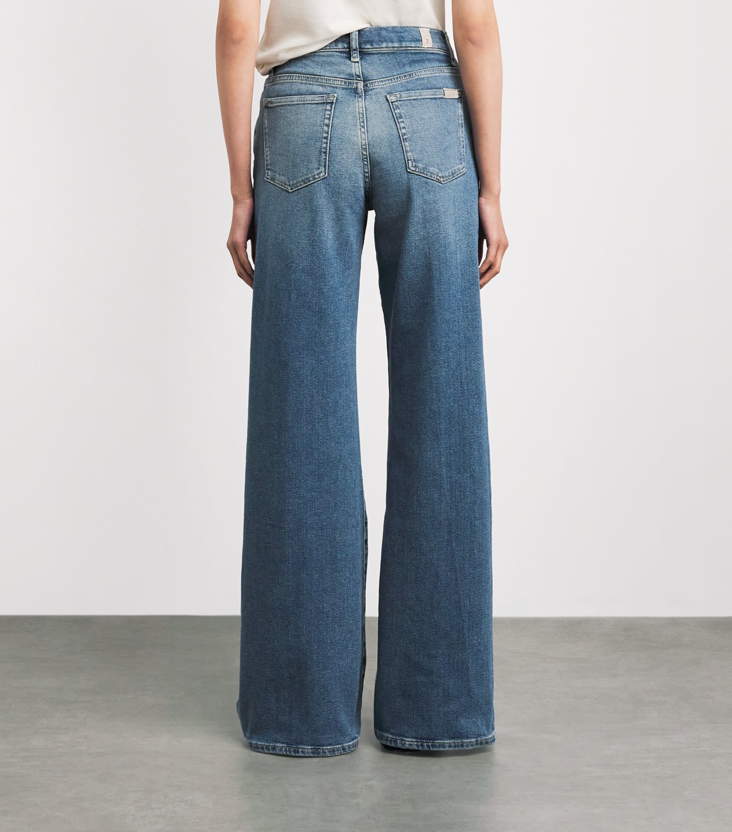 7 For All Mankind Womens Lotta High-Rise Wide-Leg Jeans Aquashade Image 5