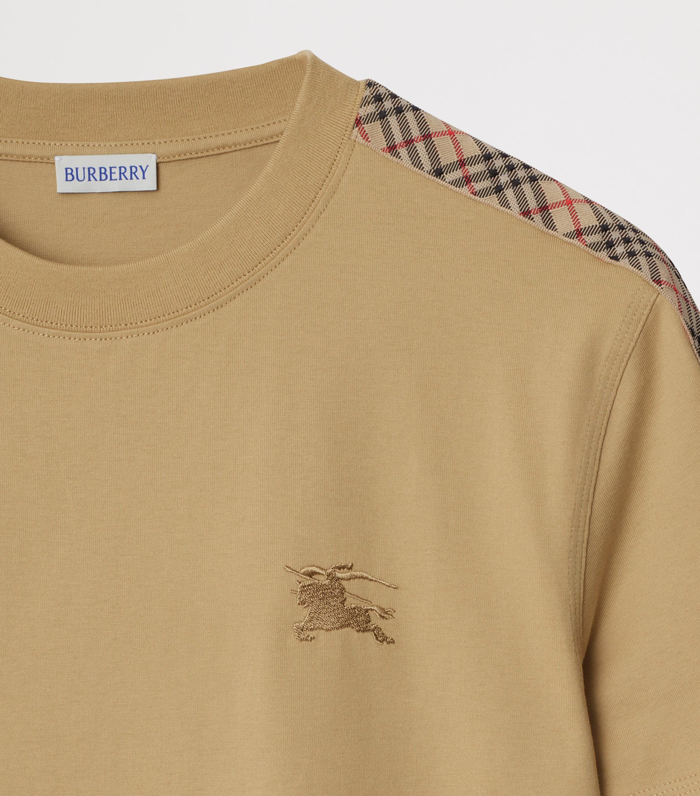 Burberry Cotton Check-trim Equestrian Knight T-shirt In Sand