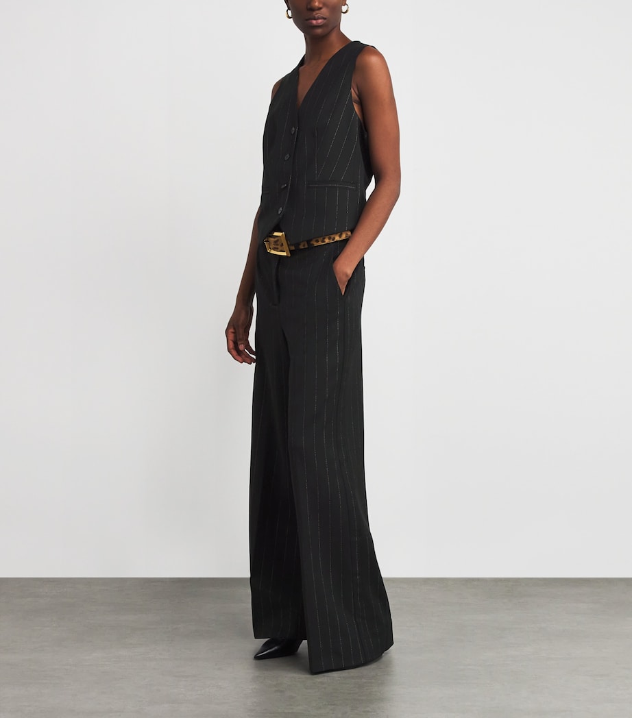 Metallic Pinstripe Waistcoat BLACK/GOLD Image 2