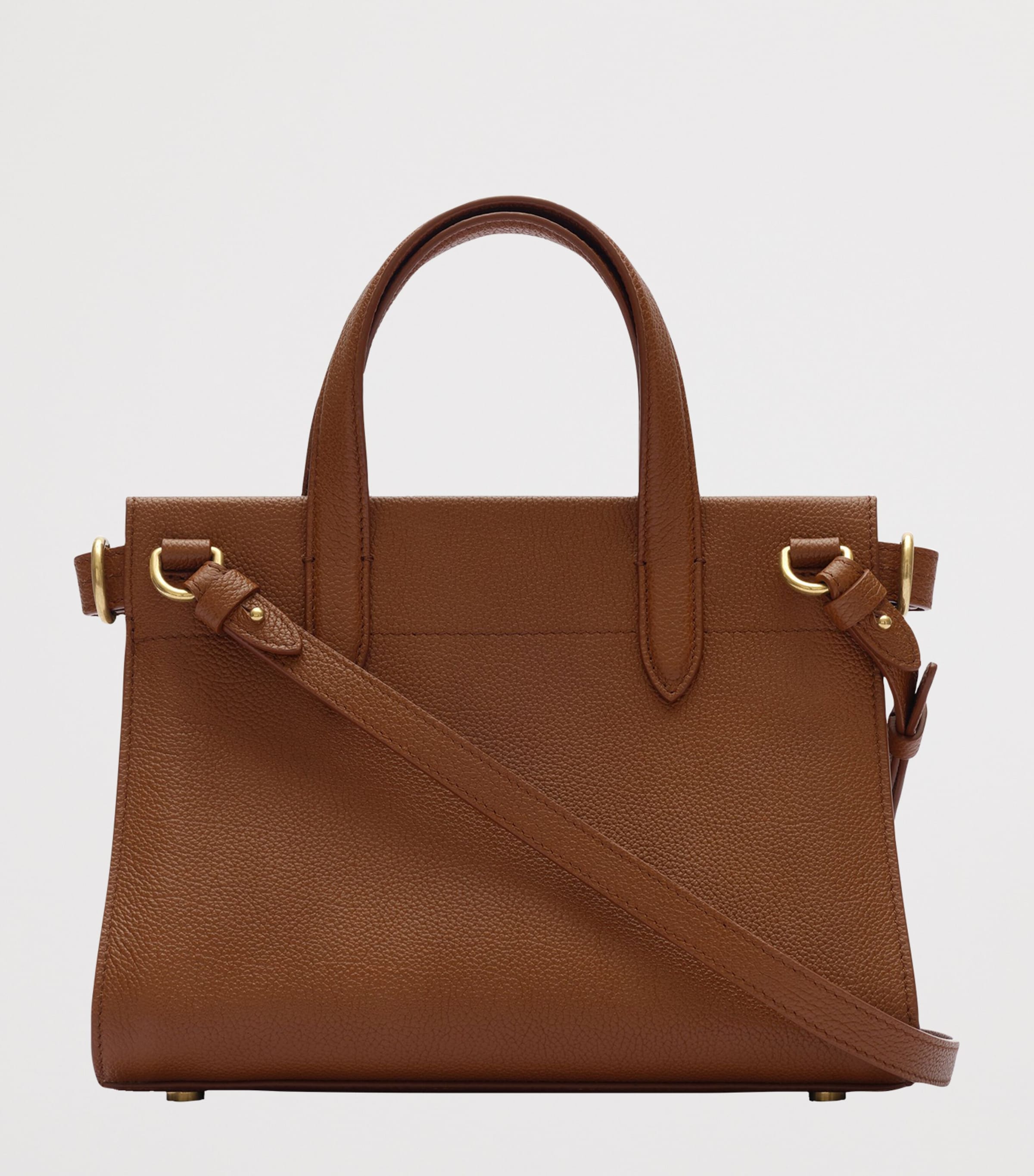Burberry Womens Mini Leather Cotswolds Check Tote Bag Hazel Image 4