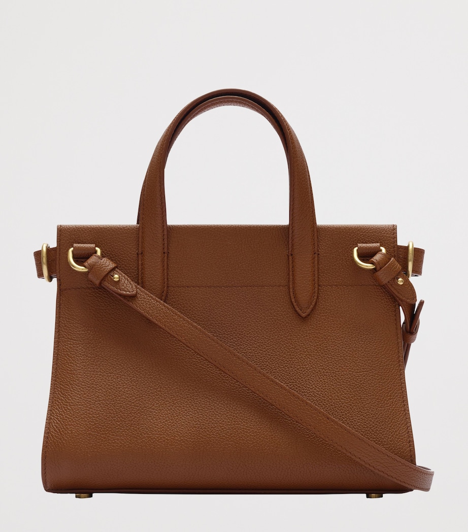 Burberry Womens Mini Leather Cotswolds Check Tote Bag Hazel Image 4