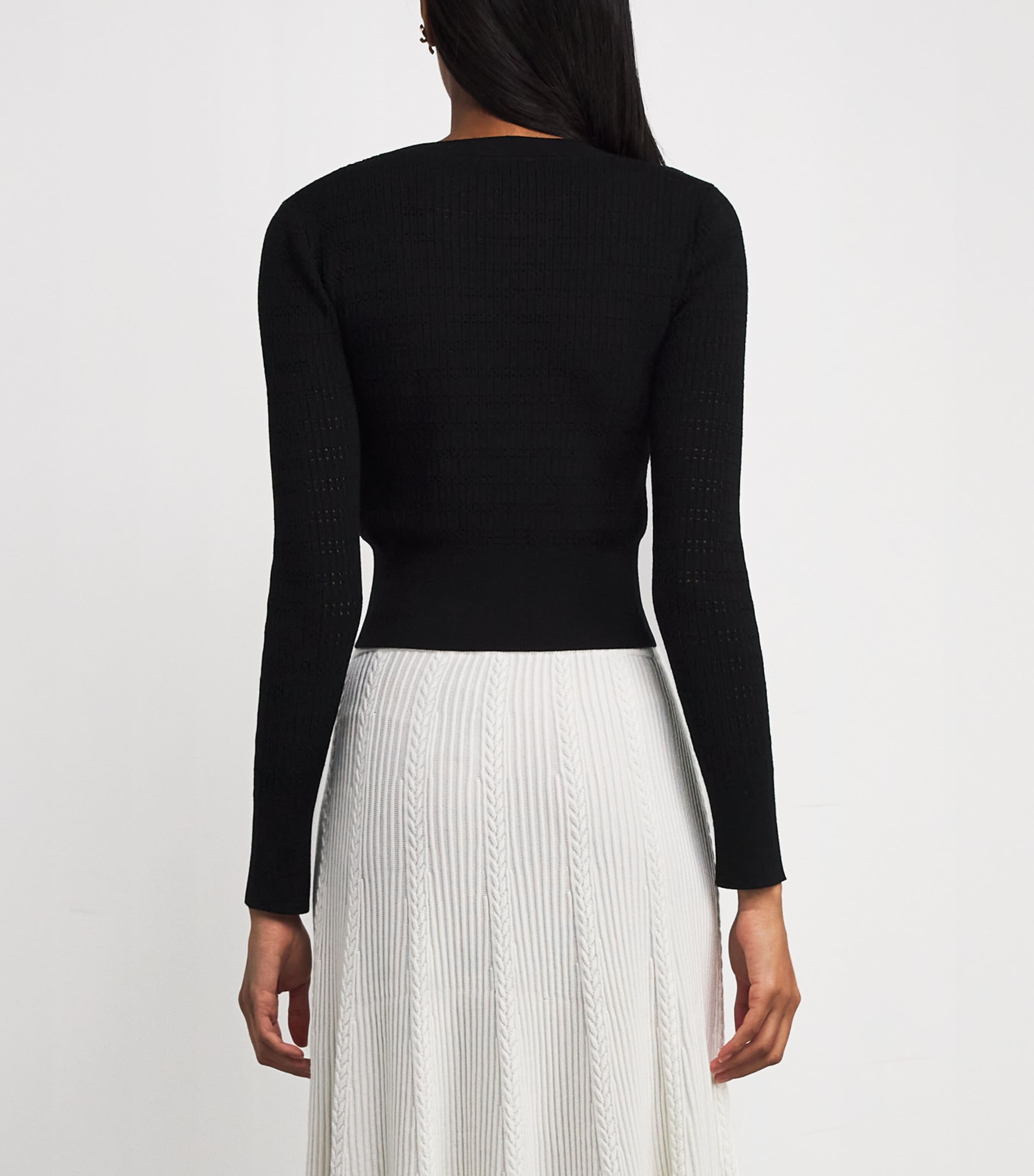 Bow-Embellished Cut-Out Sweater BLACK Image 4