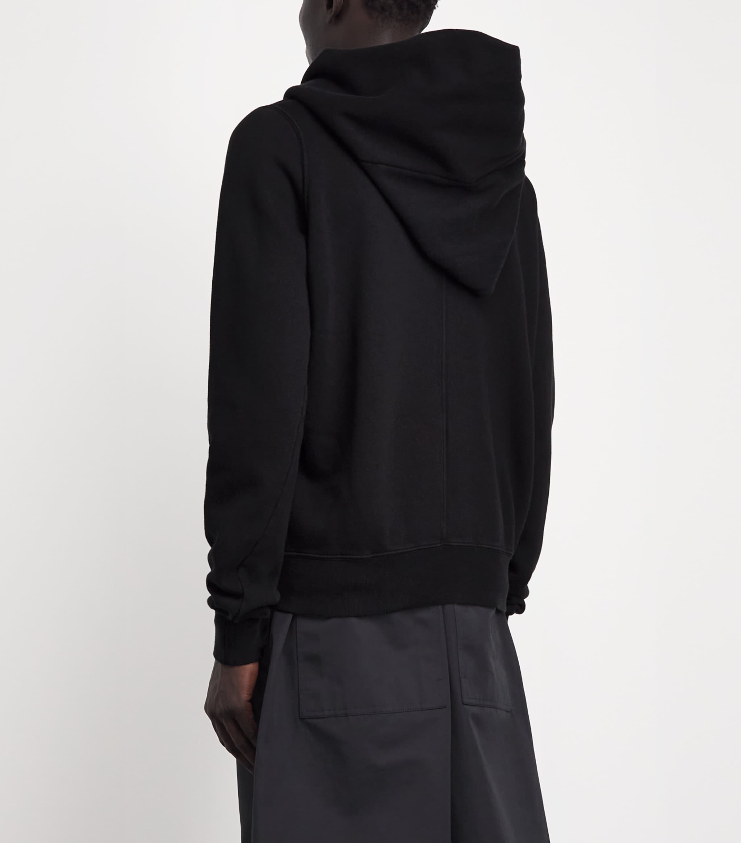 Rick Owens Mens Asymmetric Mountain Hoodie Black Image 5