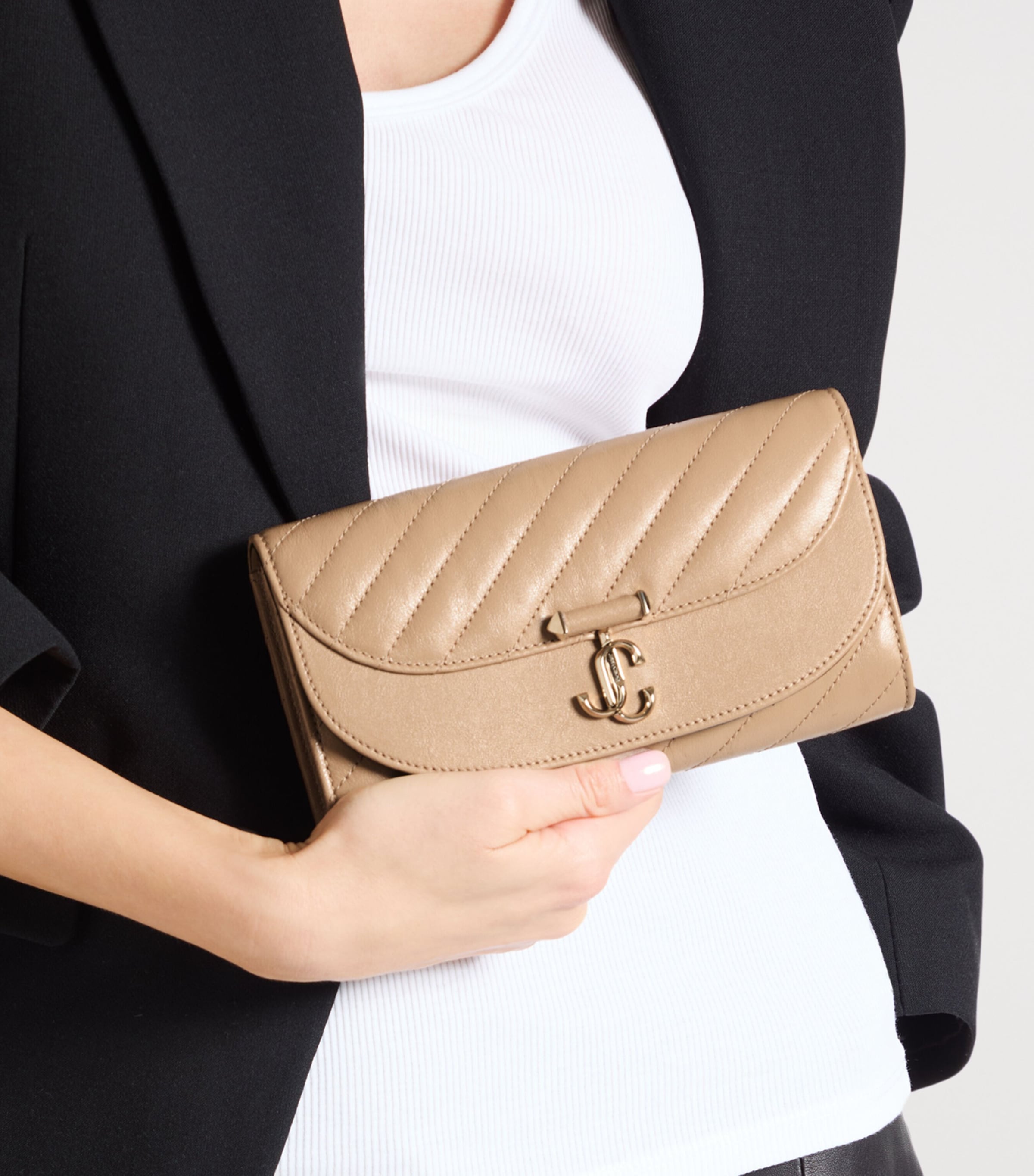 Jimmy Choo Curve Leather Chain Wallet Chai/shiny Gold Image 2
