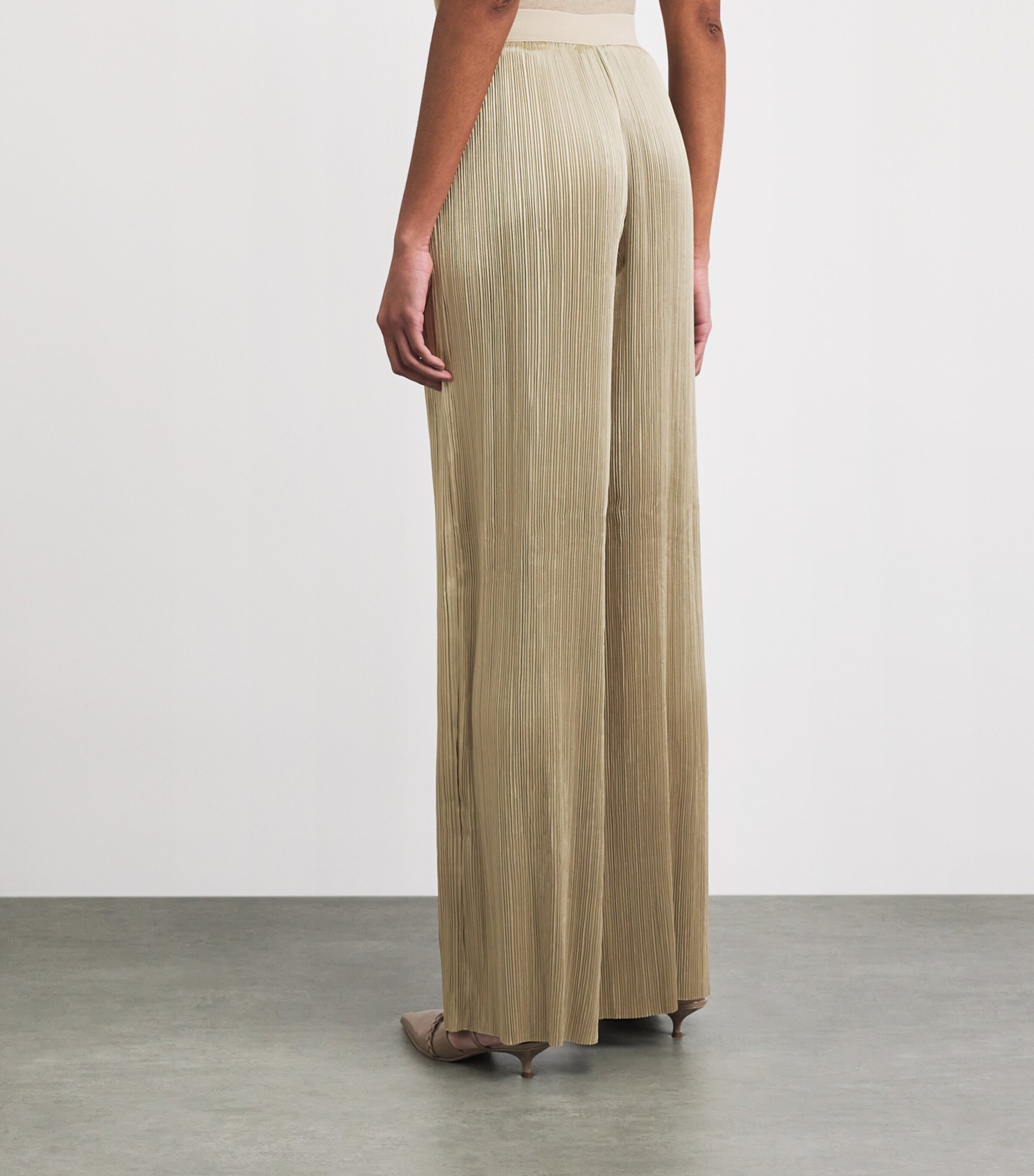 Joseph Womens Satin Amber Wide-Leg Trousers Powder Image 5