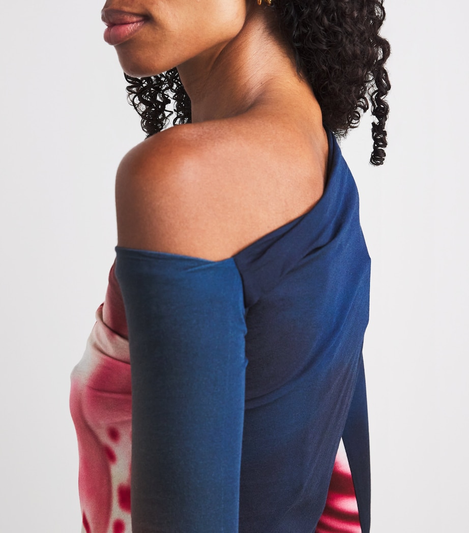 Stretch-Cotton Printed Top DARK GREY Image 6