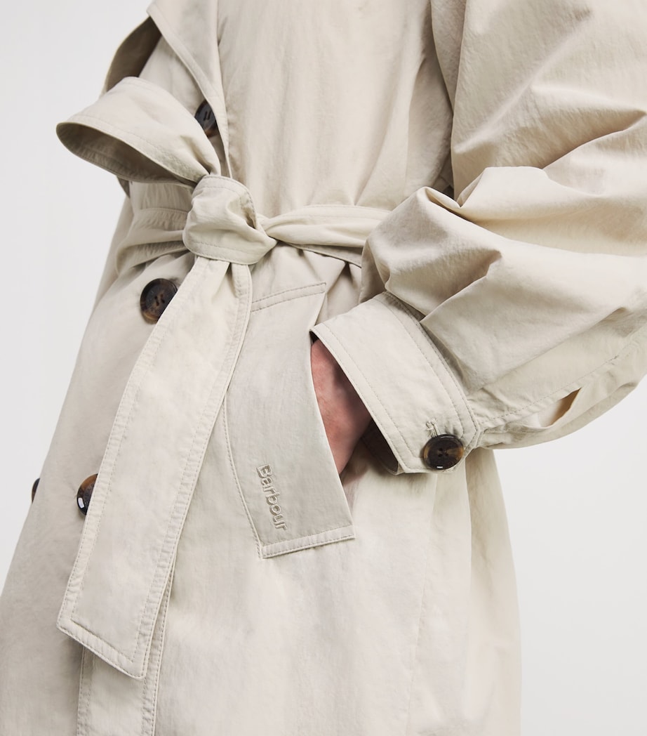 Barbour Womens Showerproof Layla Trench Coat Mist/dress Navy Tart Image 3