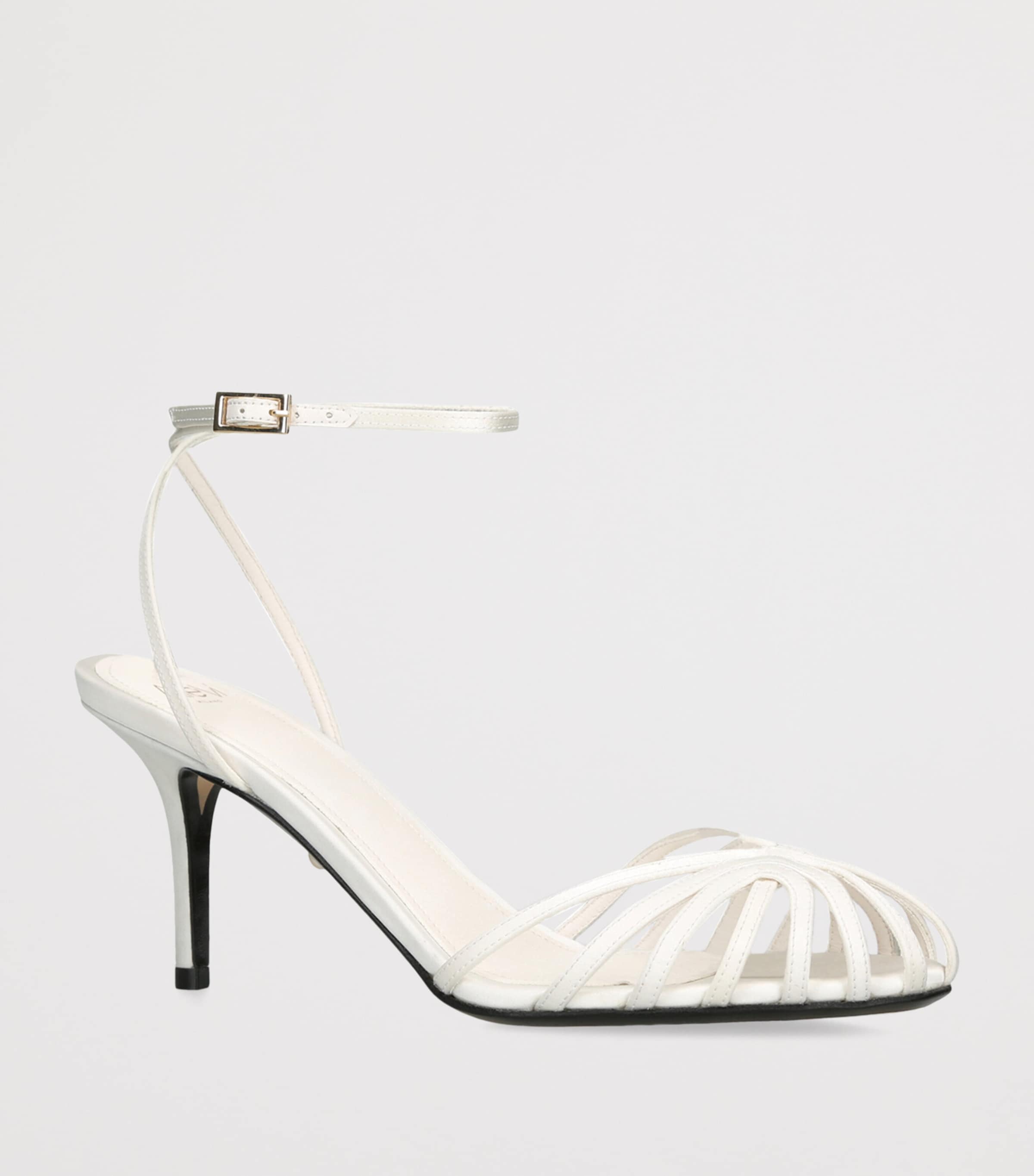 Alevì Satin Blake Heeled Sandals 75 White Image 2