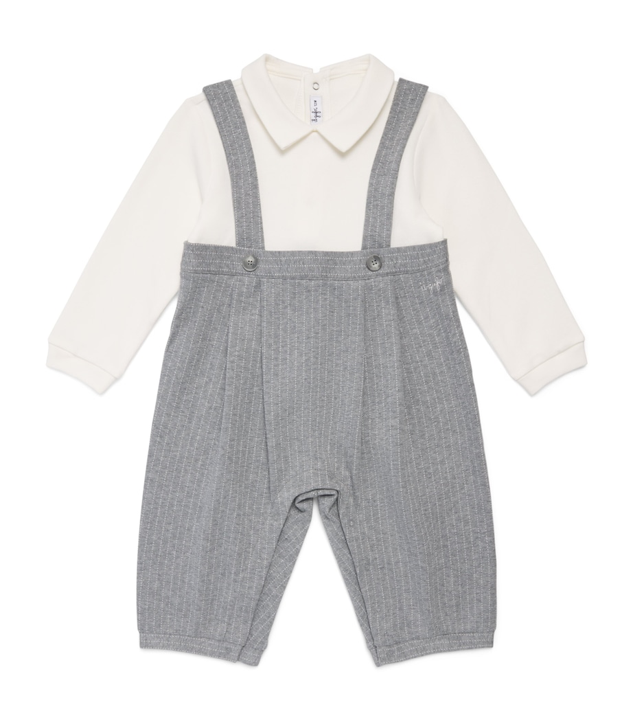 Il Gufo Cotton-Blend Collar Playsuit (1-18 Months) Dark Grey Image 1