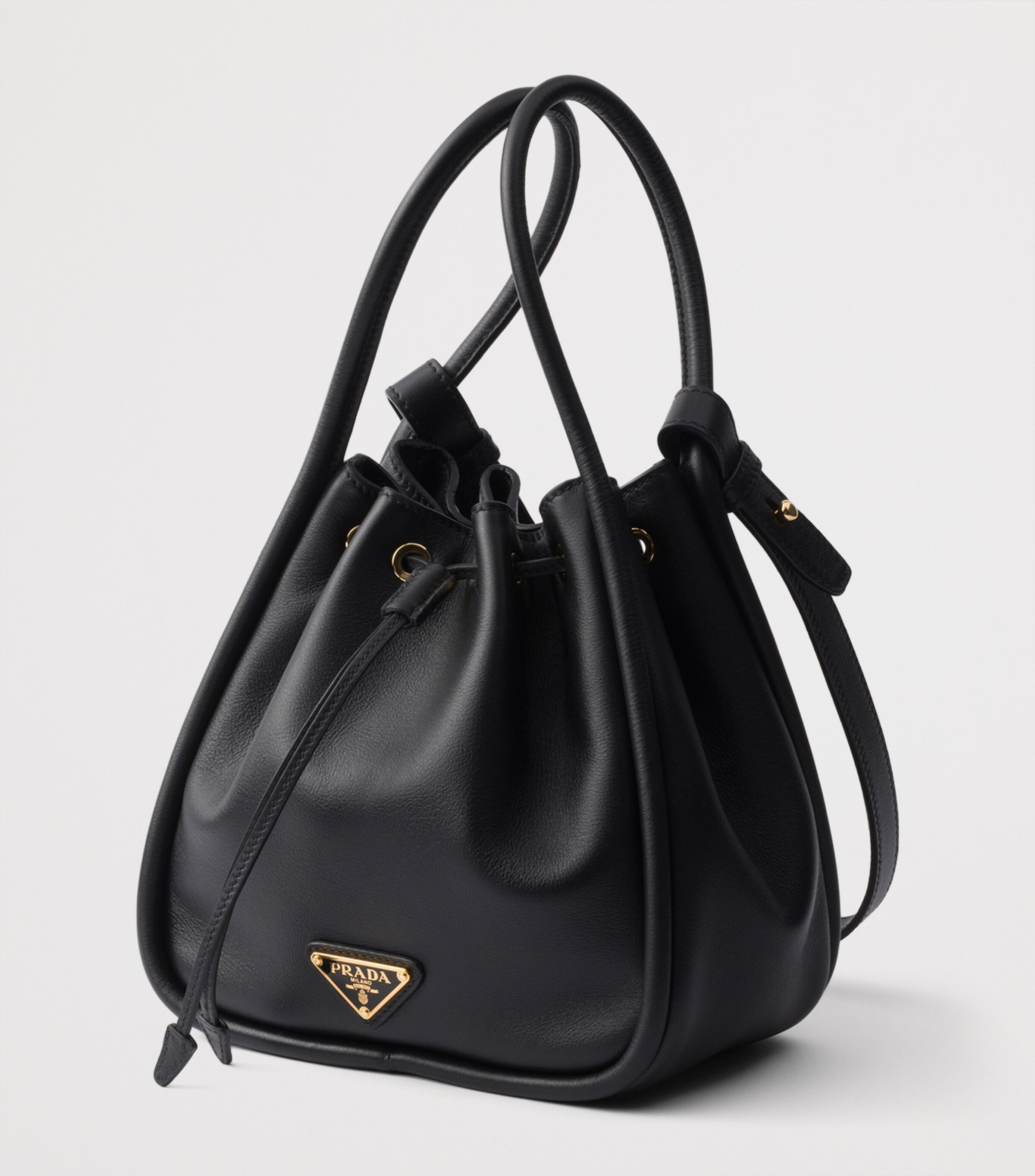 Prada Mini Leather Darling Bucket Bag | Harrods UK
