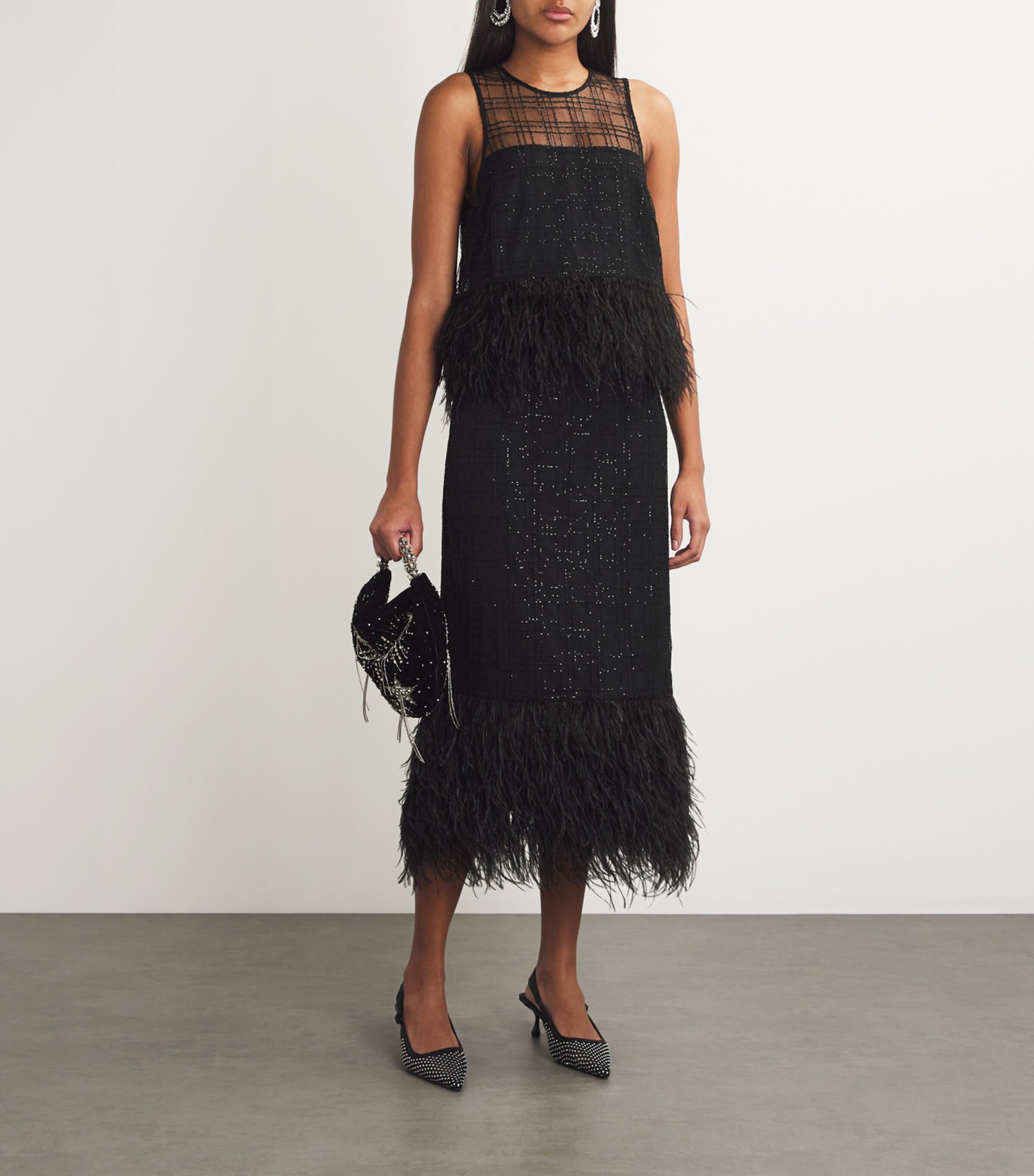 Sequinned Charisse Midi Skirt BLACK Image 2