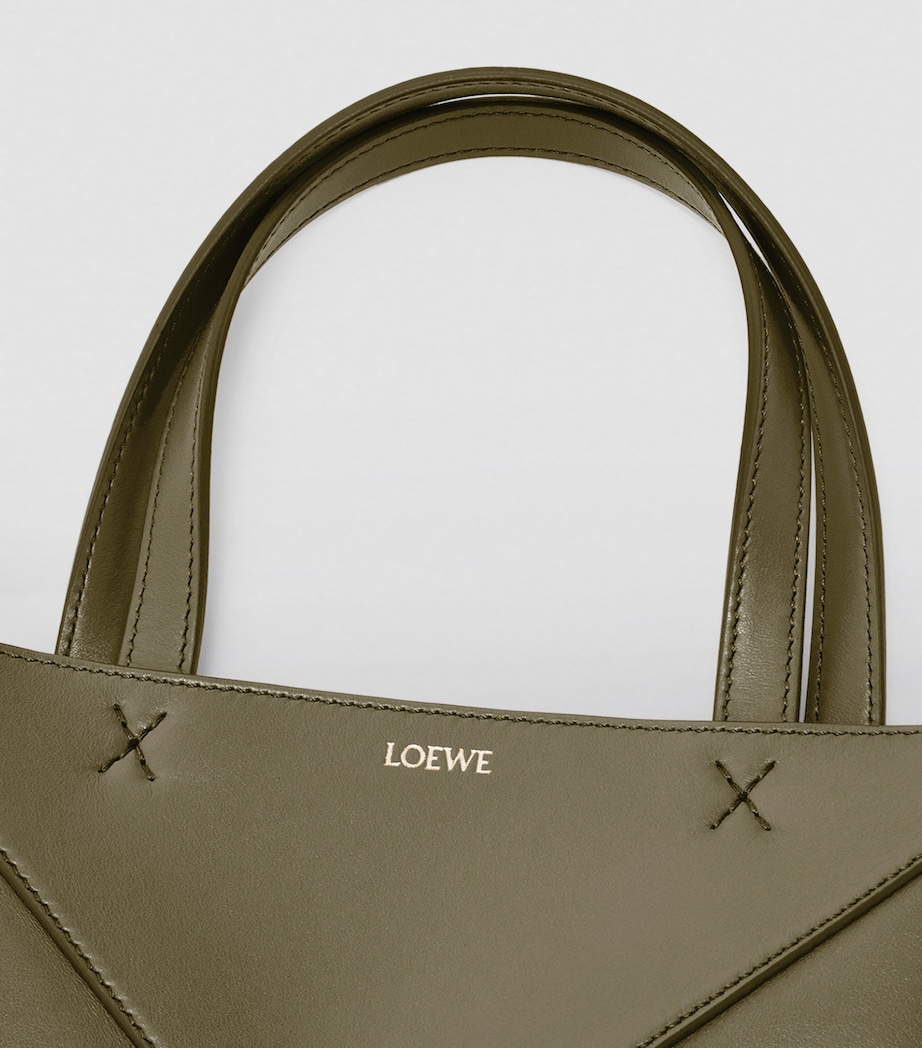 LOEWE Mini Leather Puzzle Fold Tote Bag Dark Khaki Green Image 8