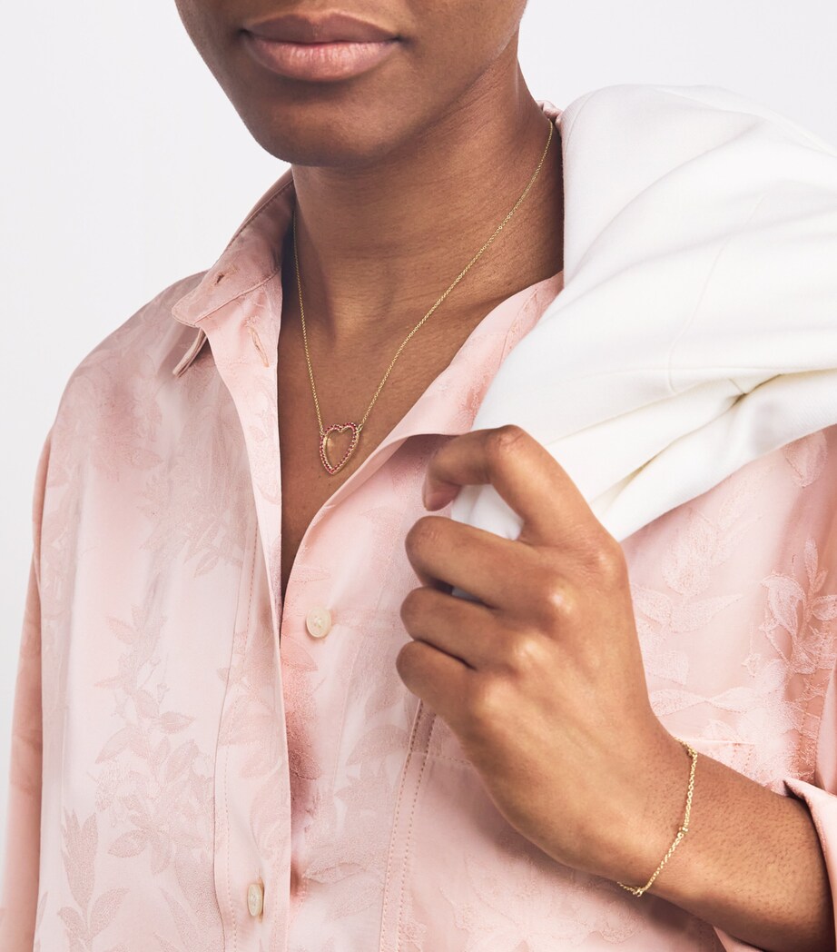 Large Yellow Gold and Ruby Edith Open Heart Necklace YELLOW GOLD Image 4