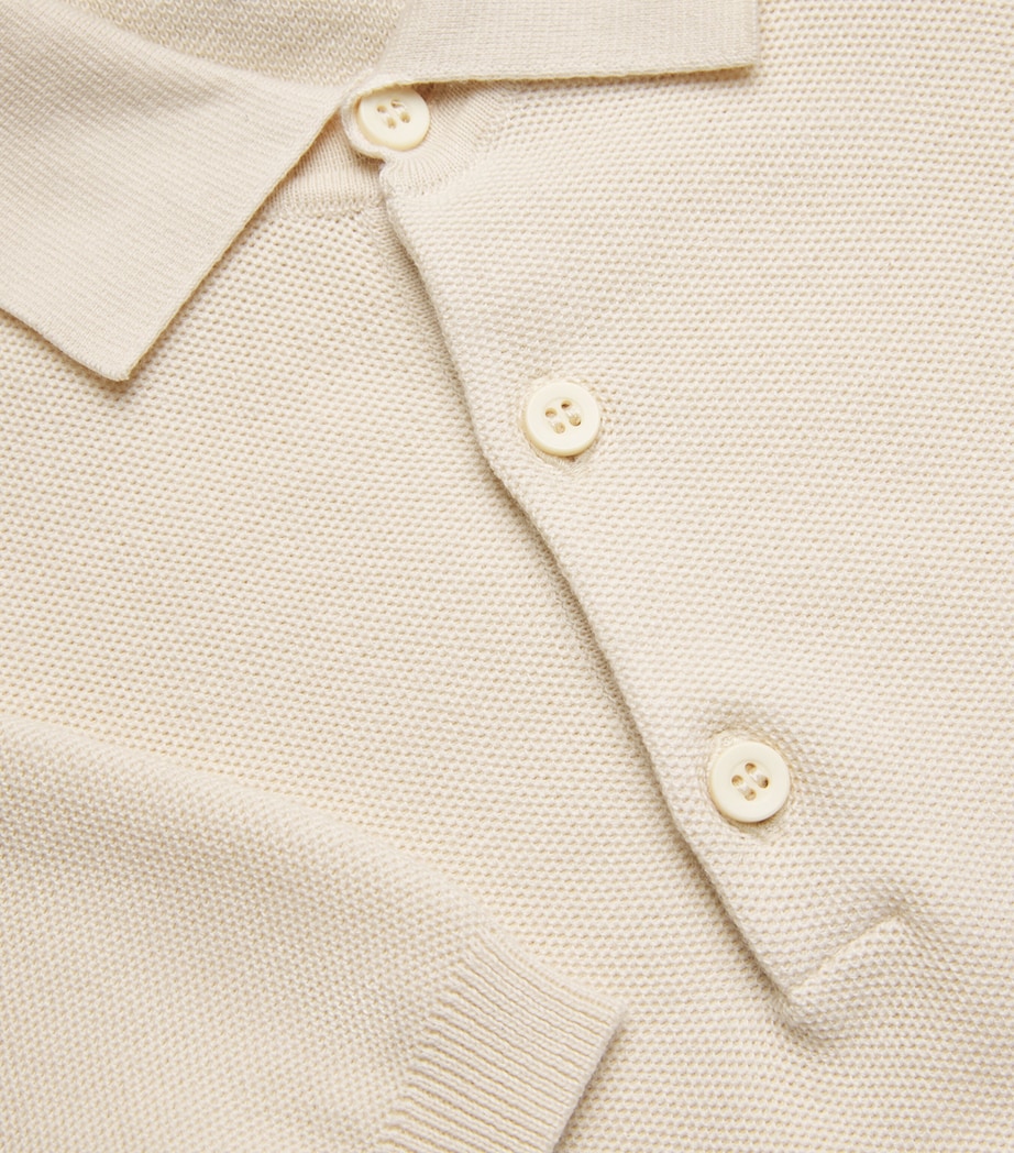 Cotton Fine Texture Polo Shirt WHCR-ECRU Image 5